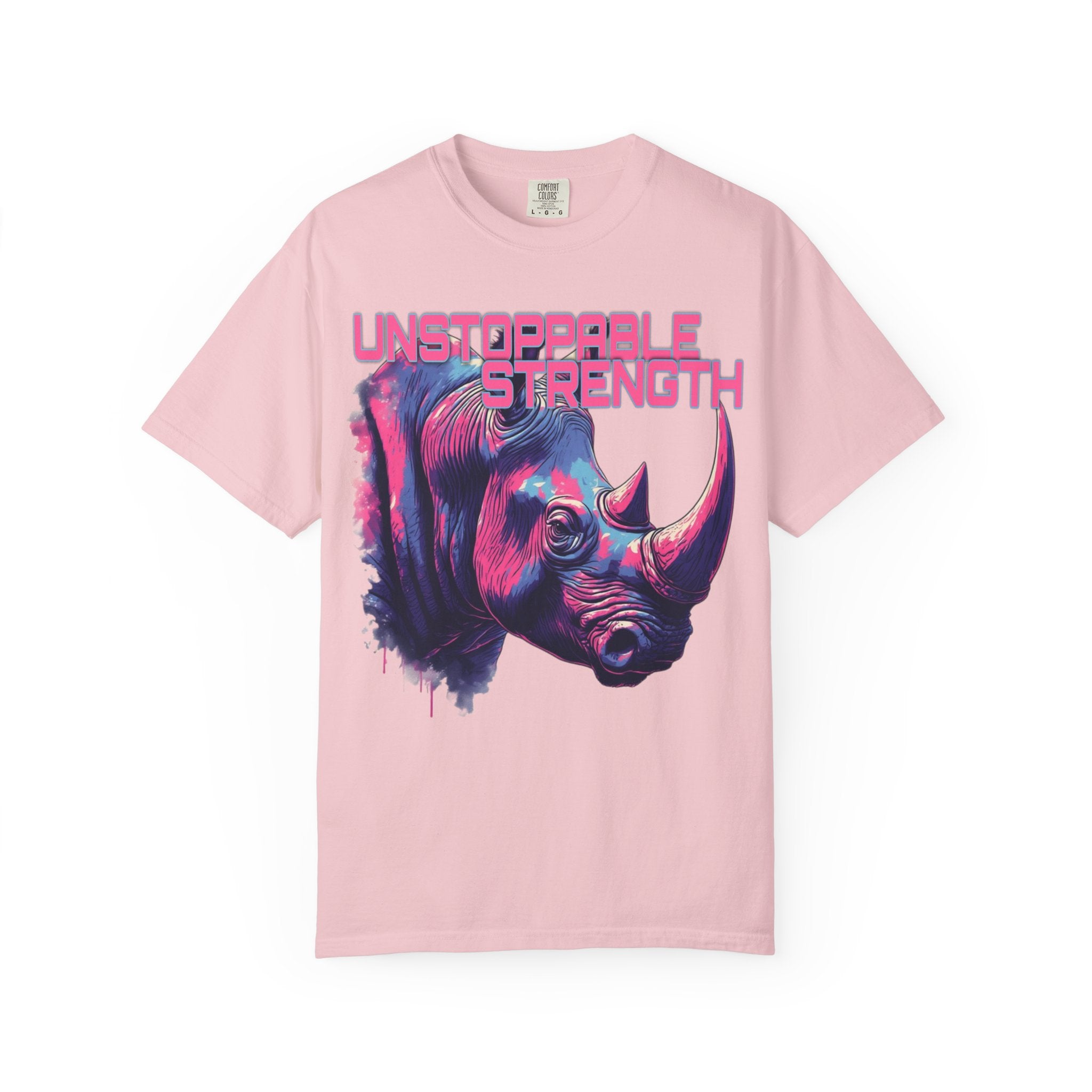 Unstoppable Strength Rhino T-Shirt — Bold Neon