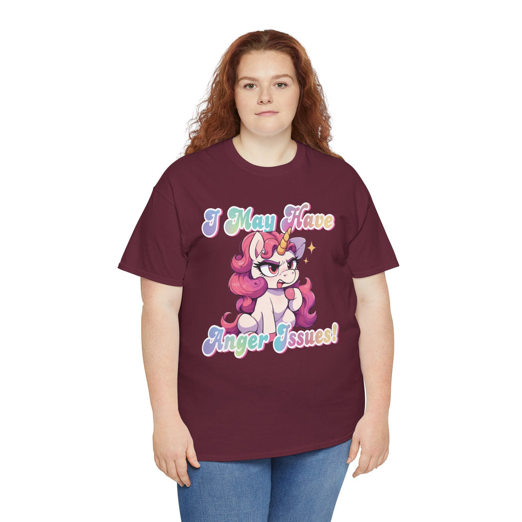 "I May Have Anger Issues" Cute Angry Unicorn Pastel Graphic Tee