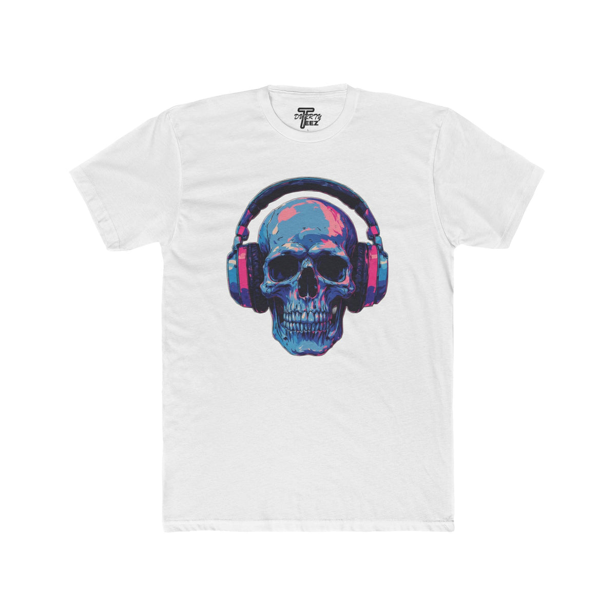 "Music Till Death" V2 Neon Skull with Headphones Graphic Tee