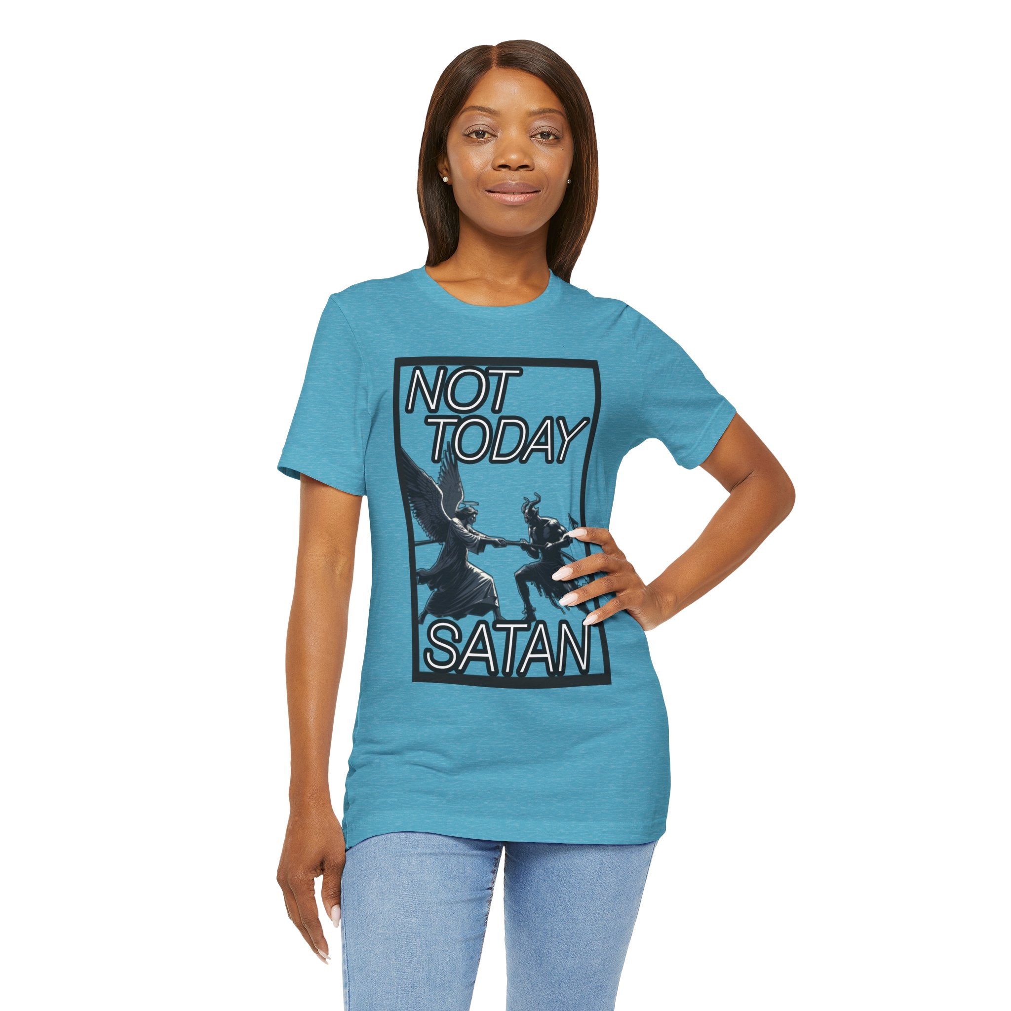 "Not Today Satan" Angel vs Demon Tug Of War Graphic Tee