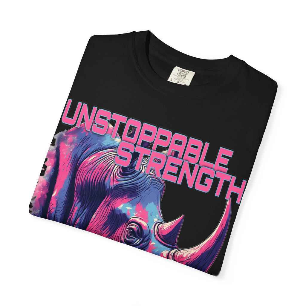 Unstoppable Strength Rhino T-Shirt — Bold Neon