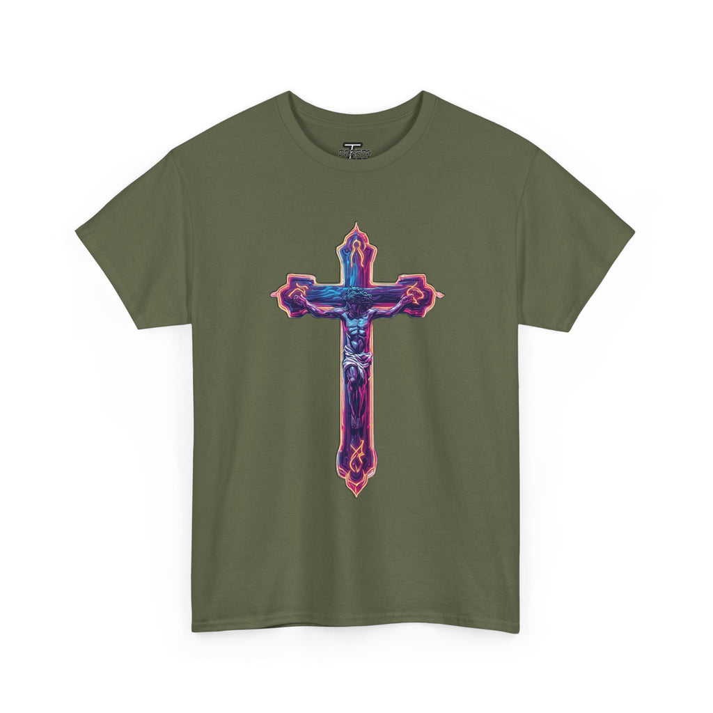 "Self Sacrifice" Neon Christian Cross Graphic Tee
