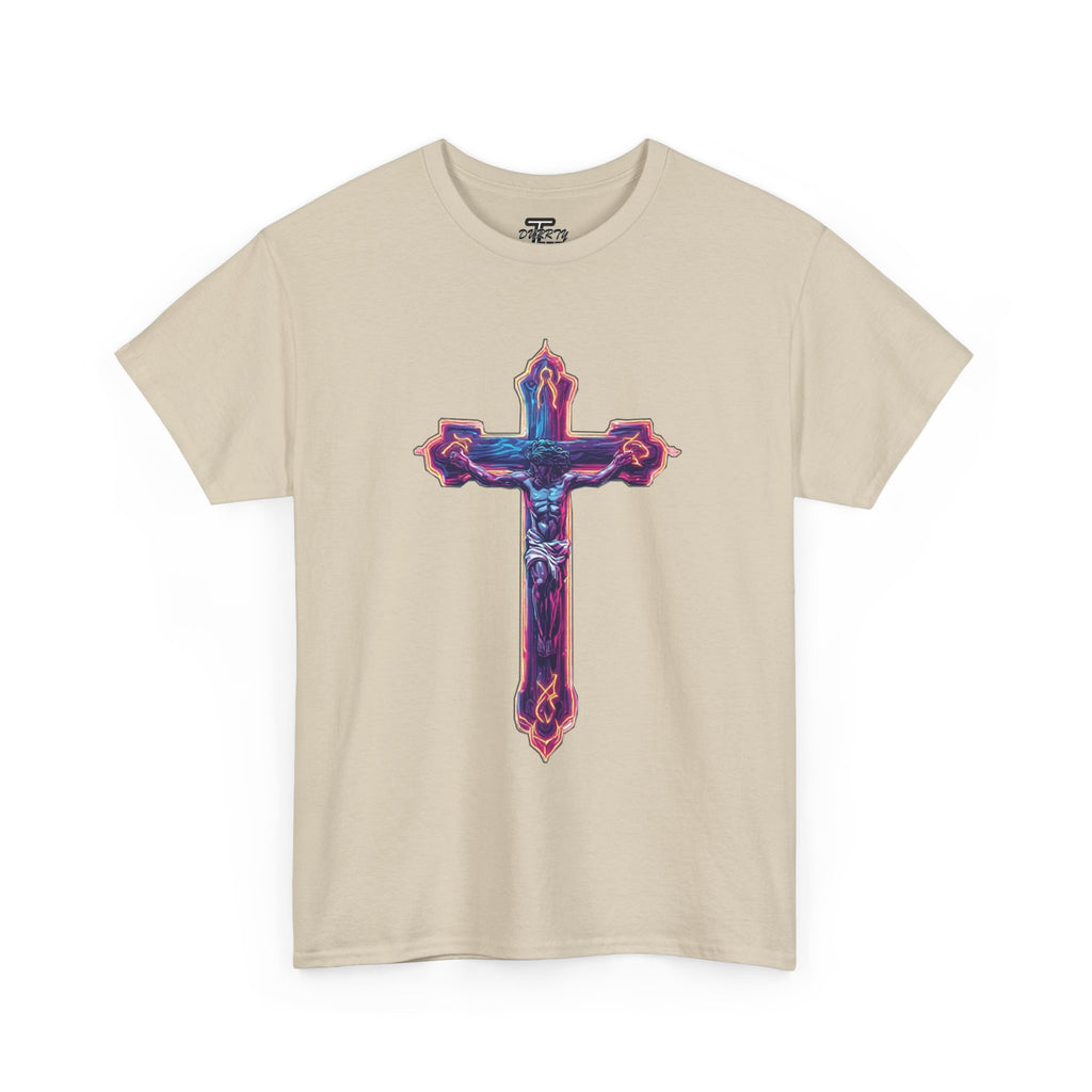 "Self Sacrifice" Neon Christian Cross Graphic Tee