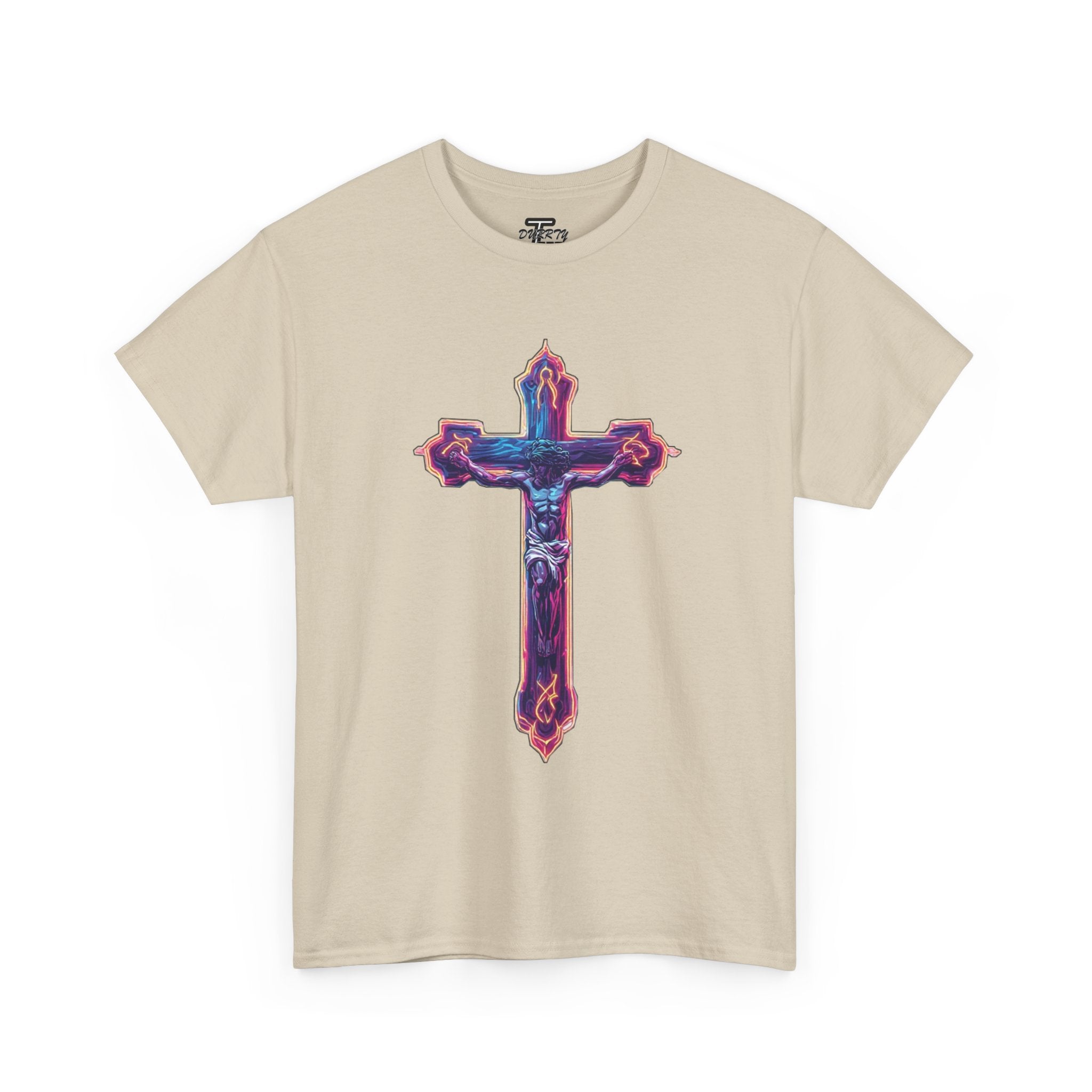 "Self Sacrifice" Neon Christian Cross Graphic Tee