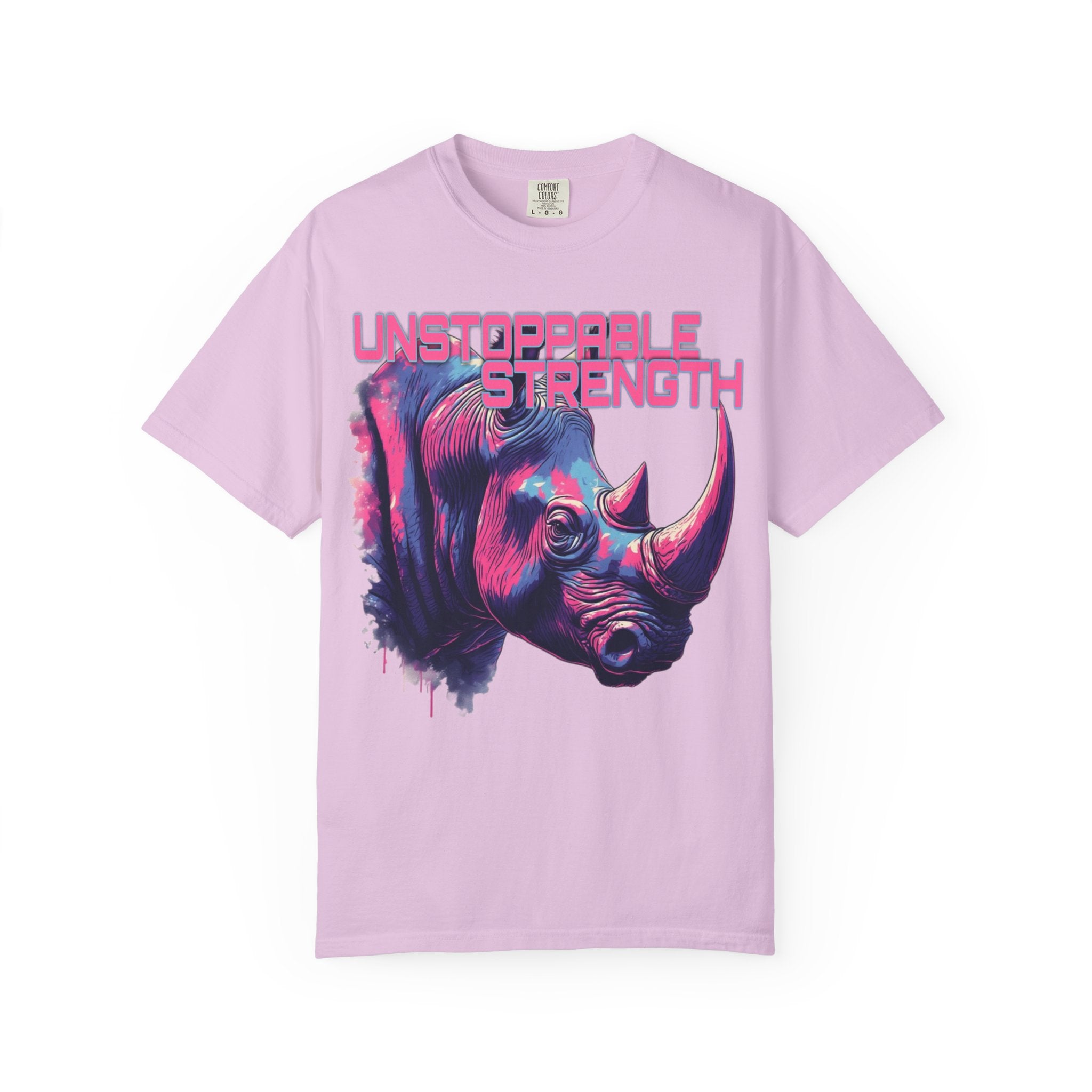 Unstoppable Strength Rhino T-Shirt — Bold Neon