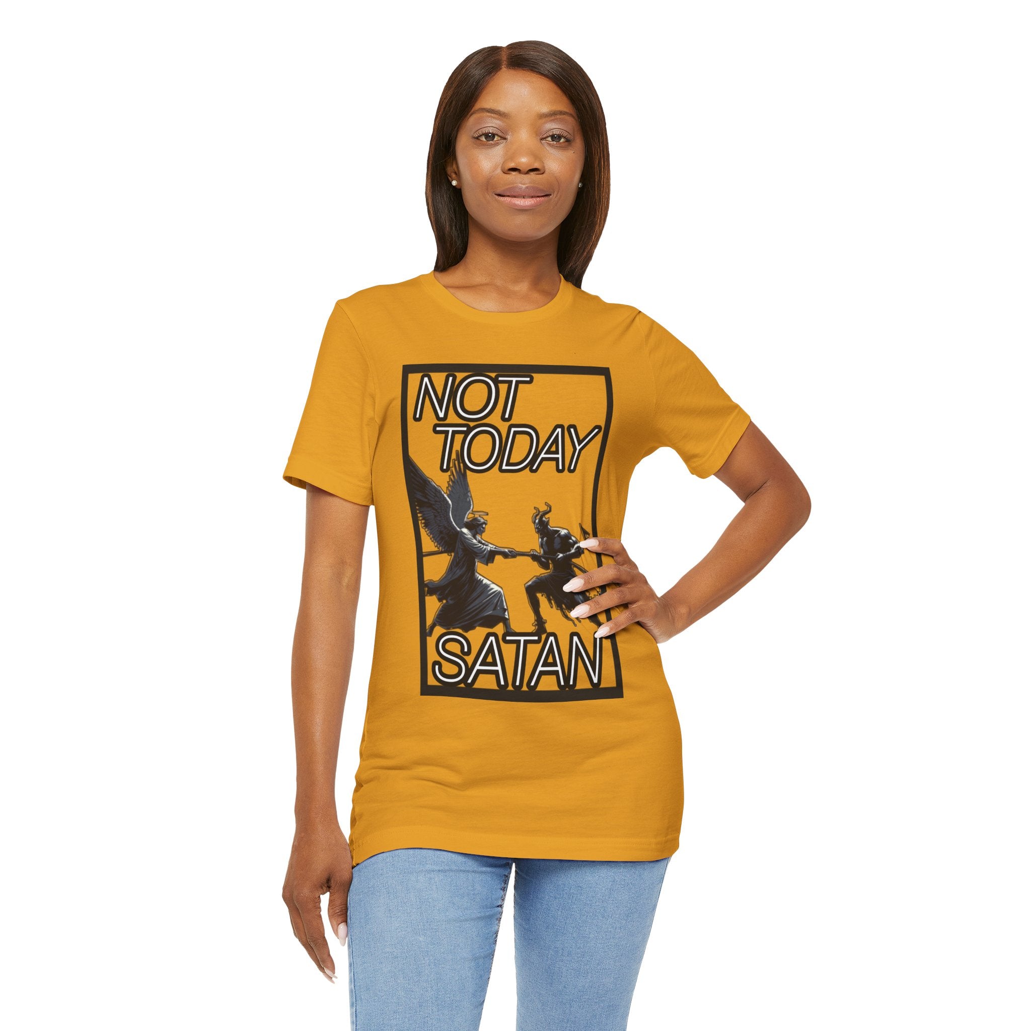 "Not Today Satan" Angel vs Demon Tug Of War Graphic Tee