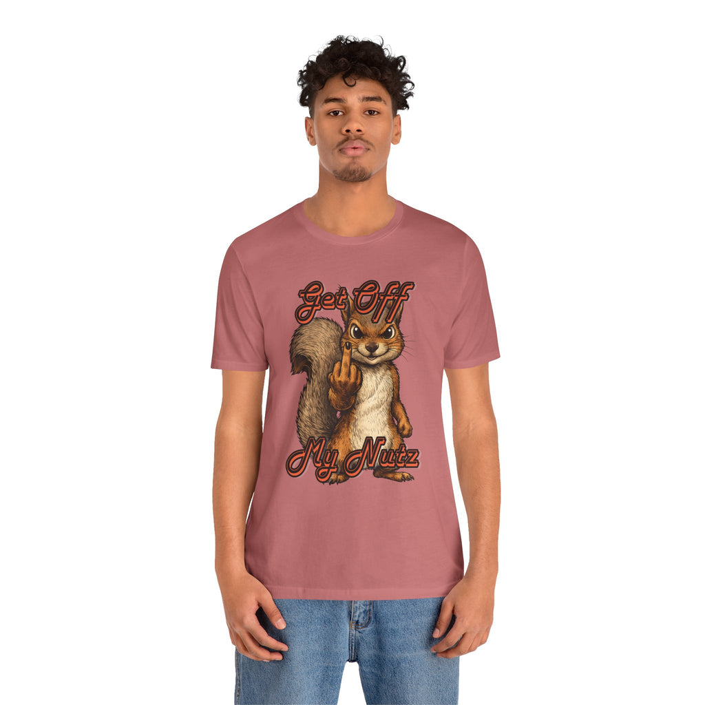 "Get Off My Nutz" Funny Middle Finger Squirrel Graphic Tee