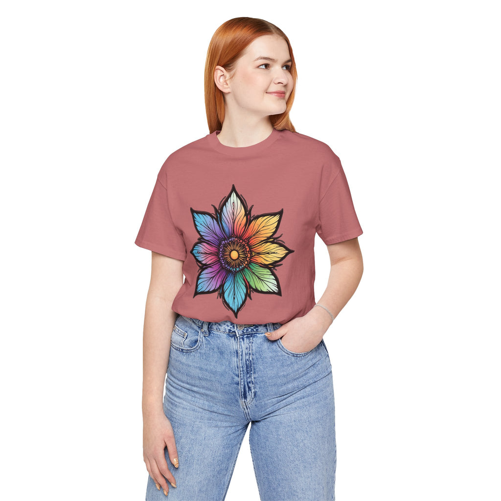"Flower Power" Rainbow Colorful Graphic Tee