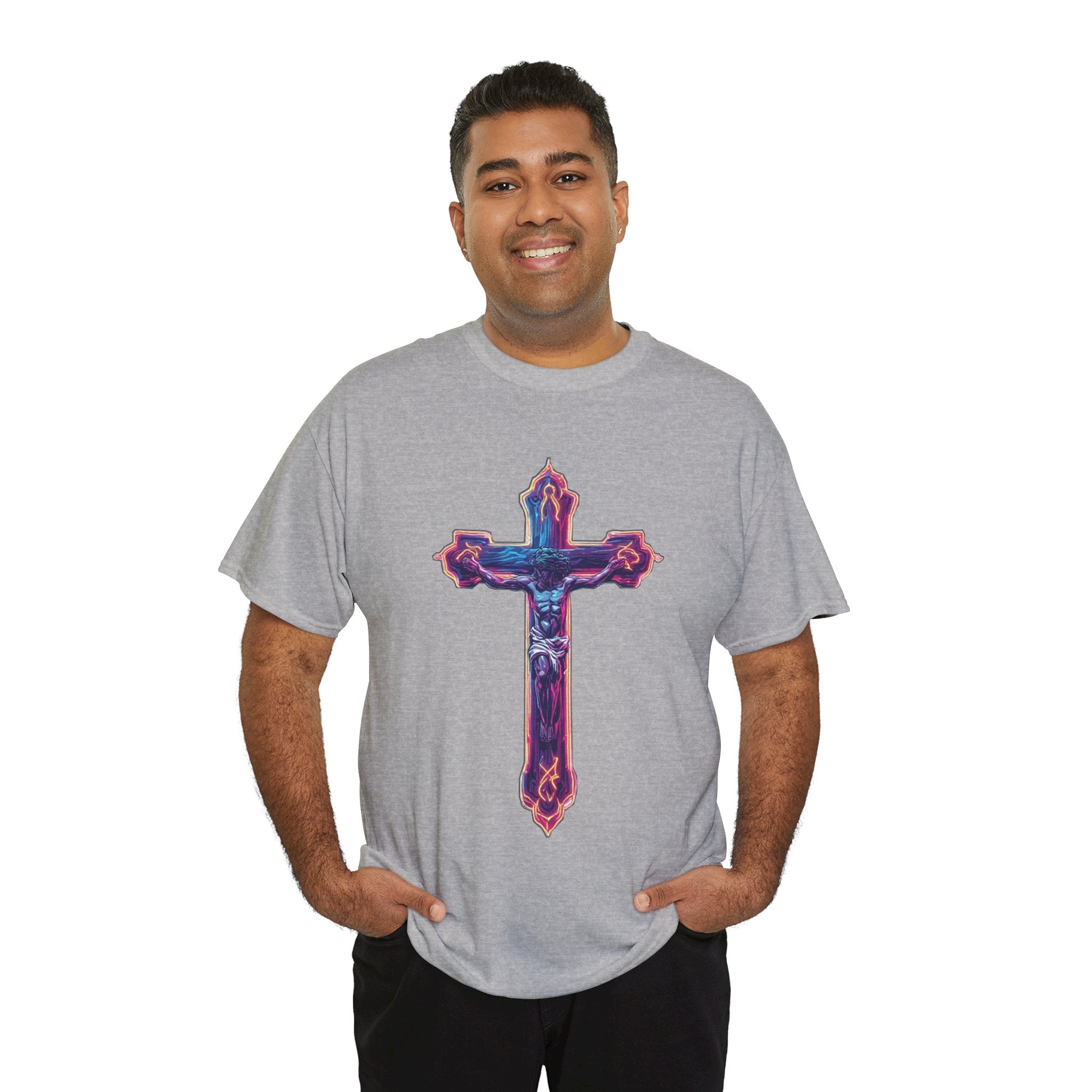 "Self Sacrifice" Neon Christian Cross Graphic Tee