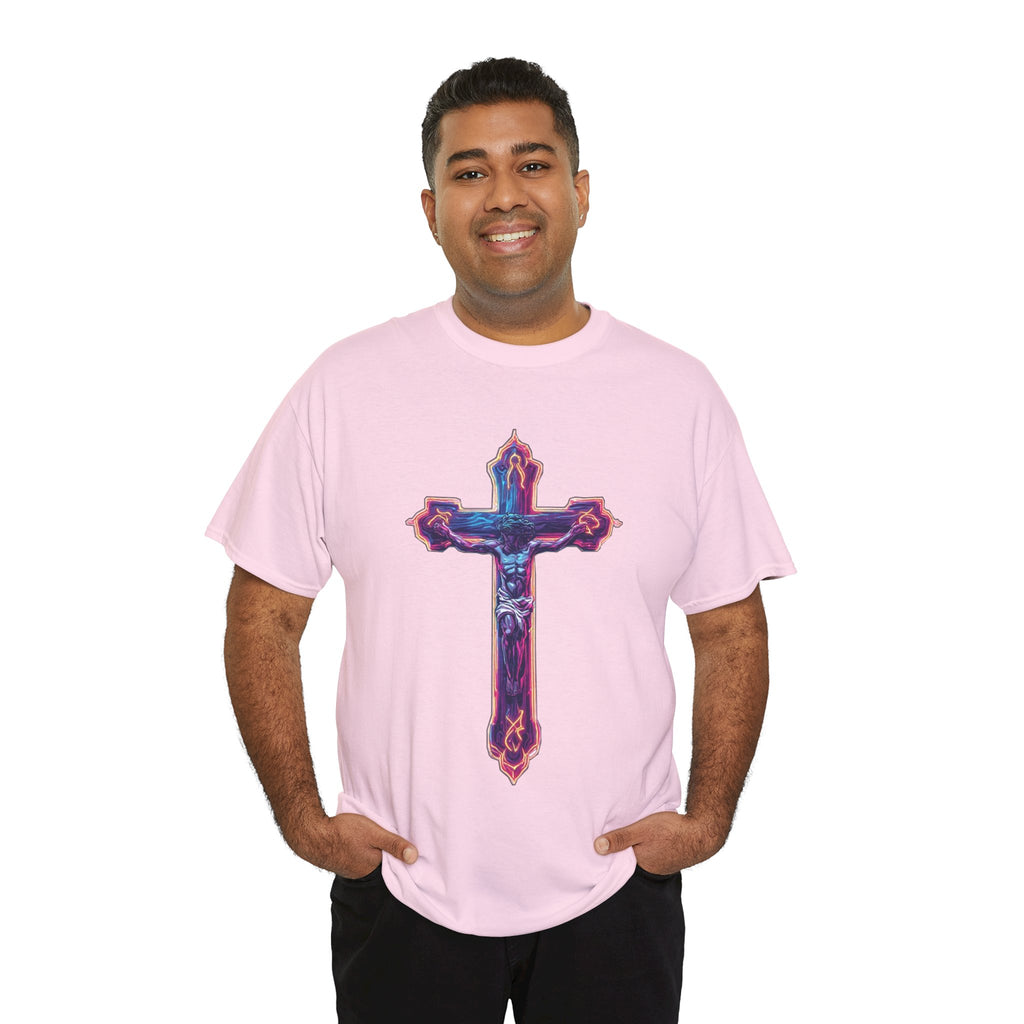 "Self Sacrifice" Neon Christian Cross Graphic Tee