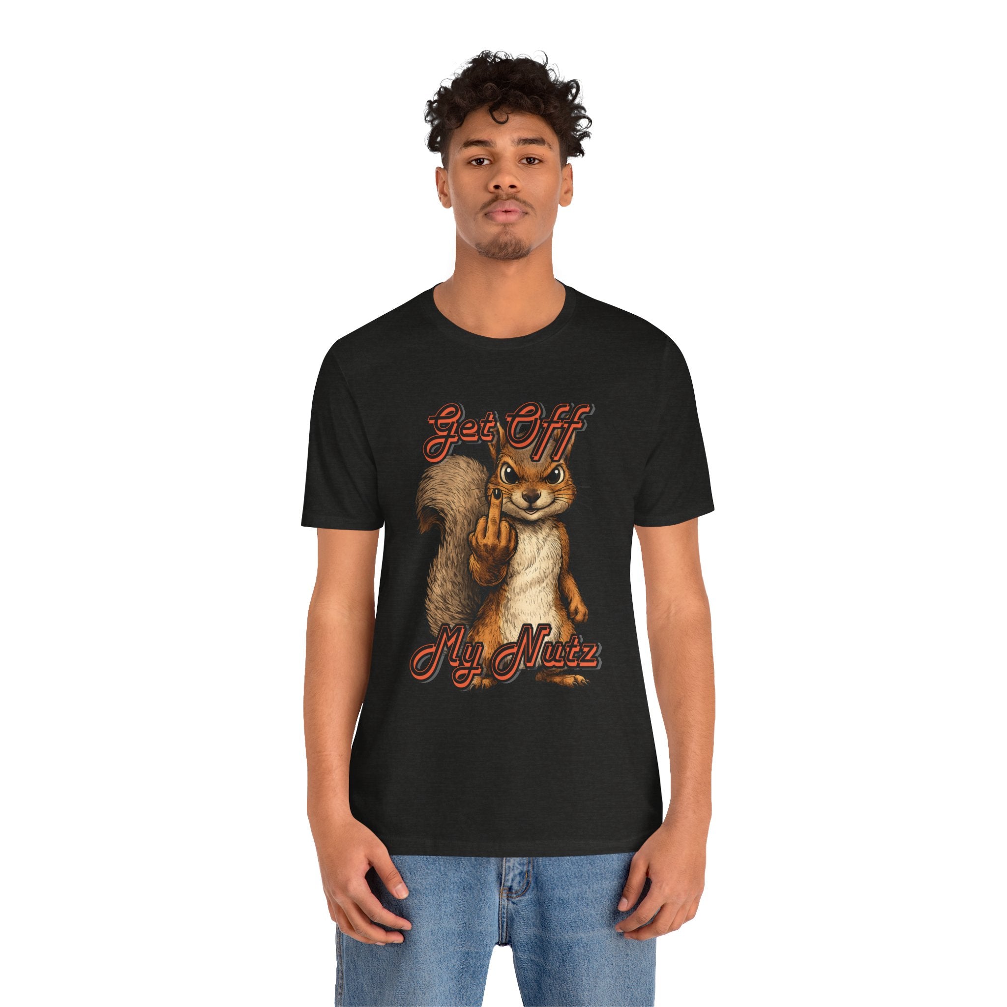 "Get Off My Nutz" Funny Middle Finger Squirrel Graphic Tee