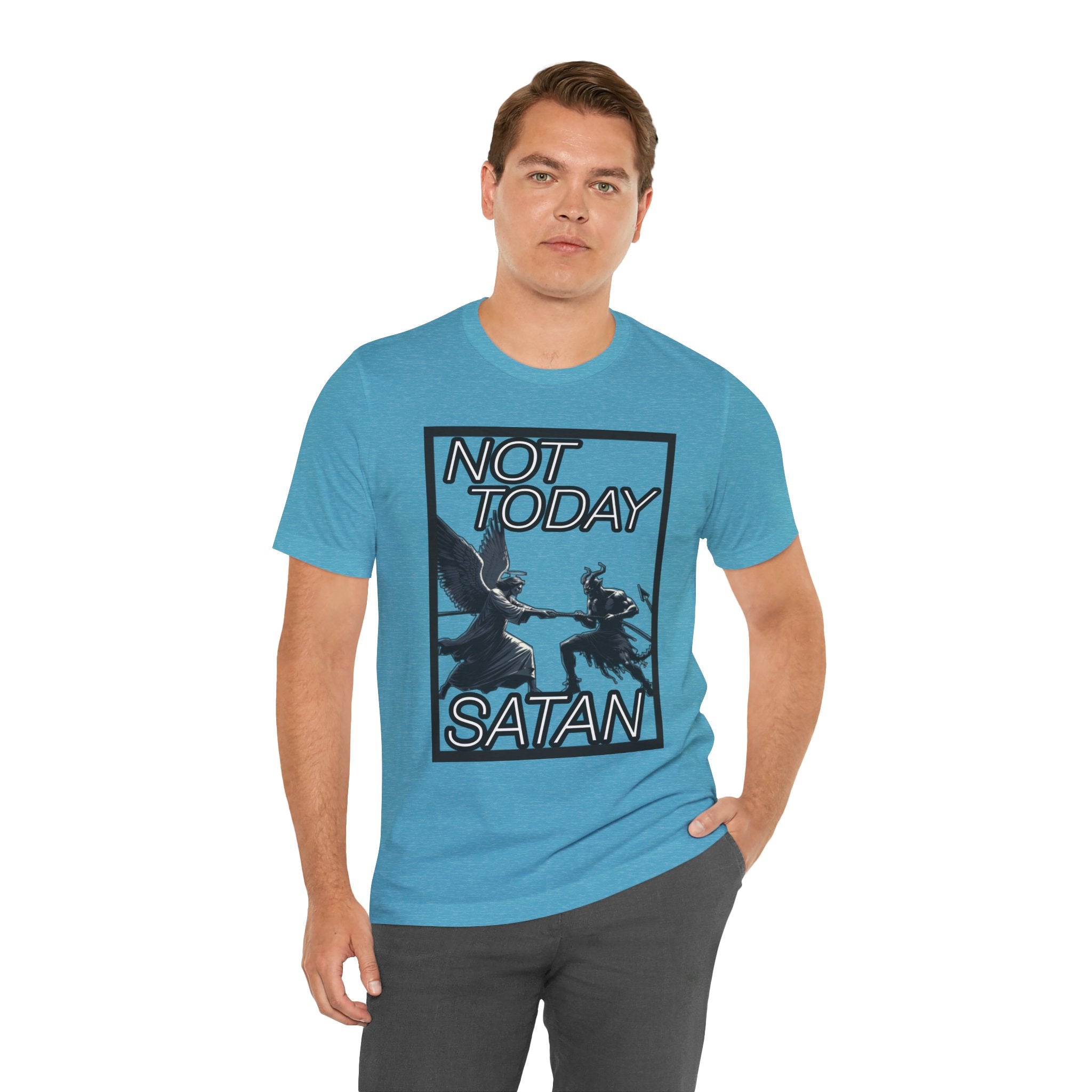 "Not Today Satan" Angel vs Demon Tug Of War Graphic Tee
