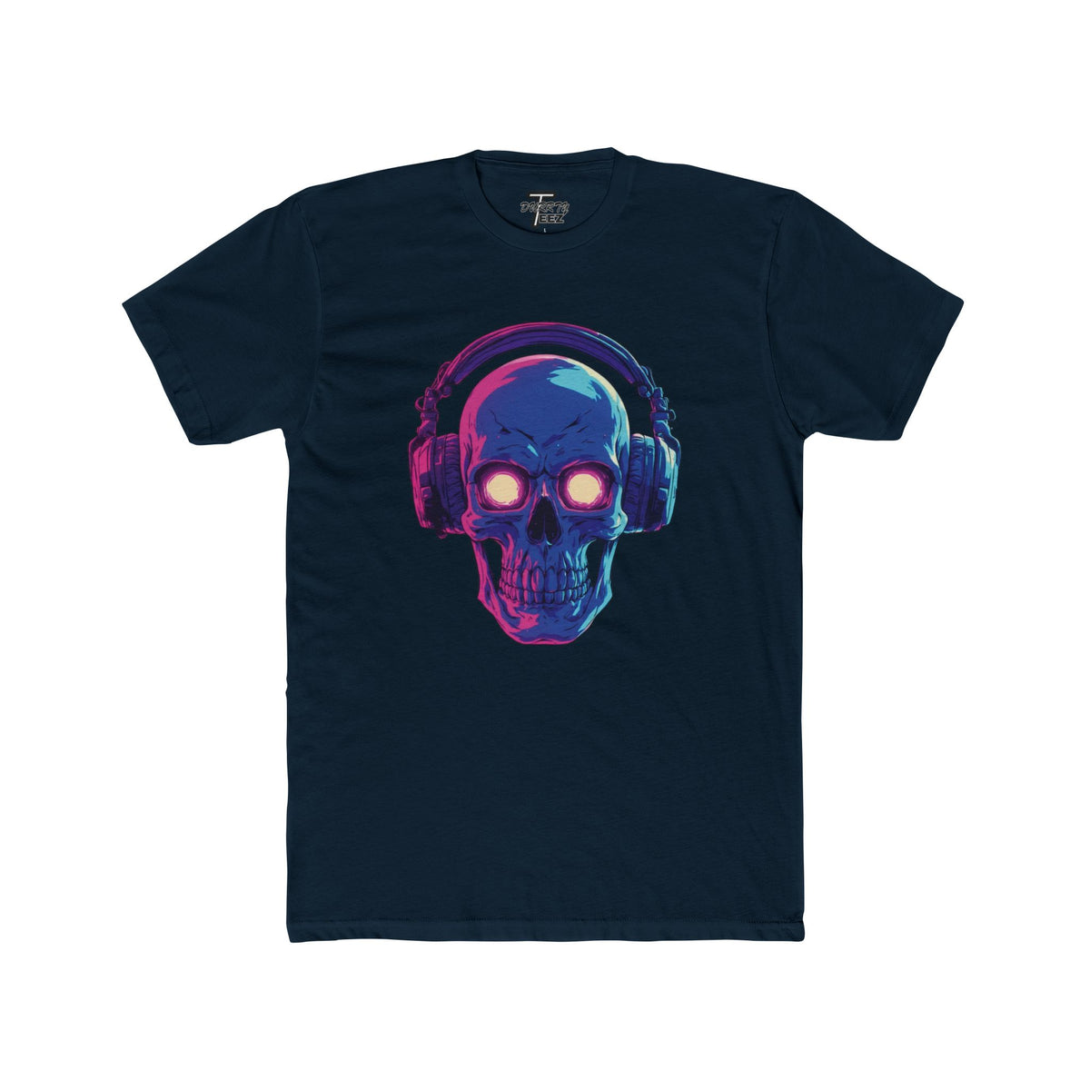 "Music Till Death" V1 Neon Skull with Headphones Graphic Tee