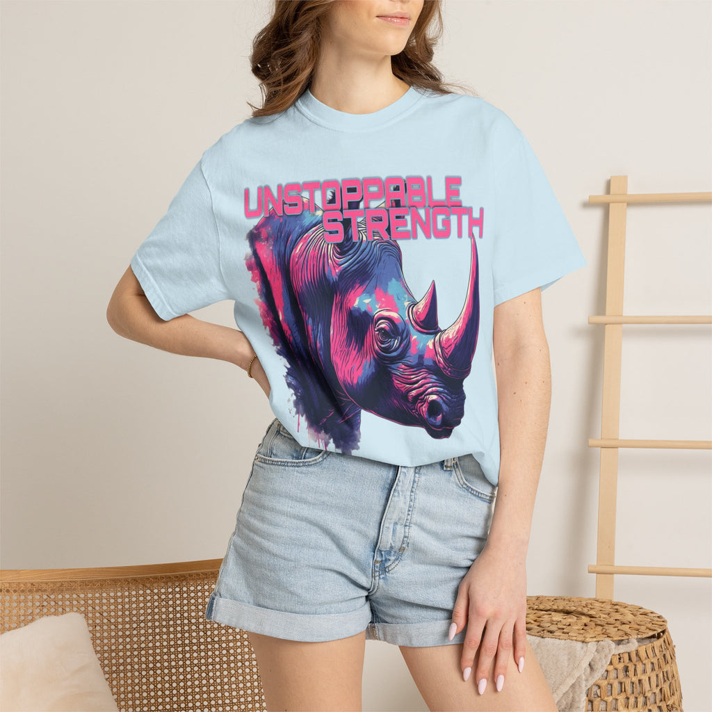 Unstoppable Strength Rhino T-Shirt — Bold Neon