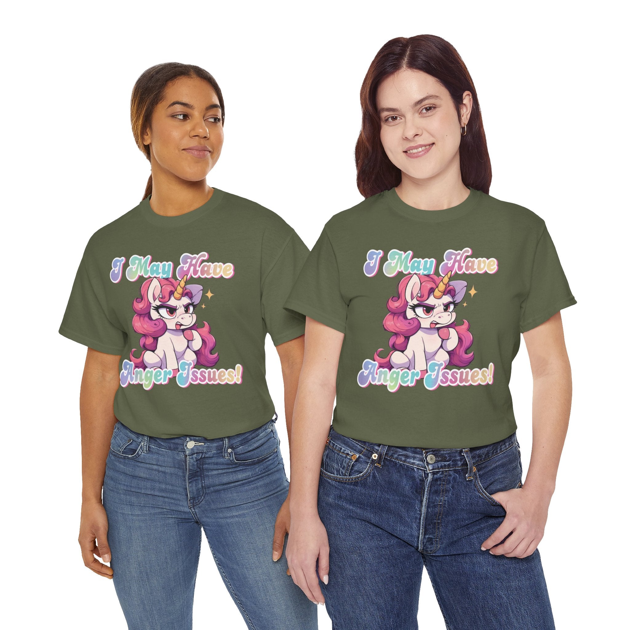 "I May Have Anger Issues" Cute Angry Unicorn Pastel Graphic Tee