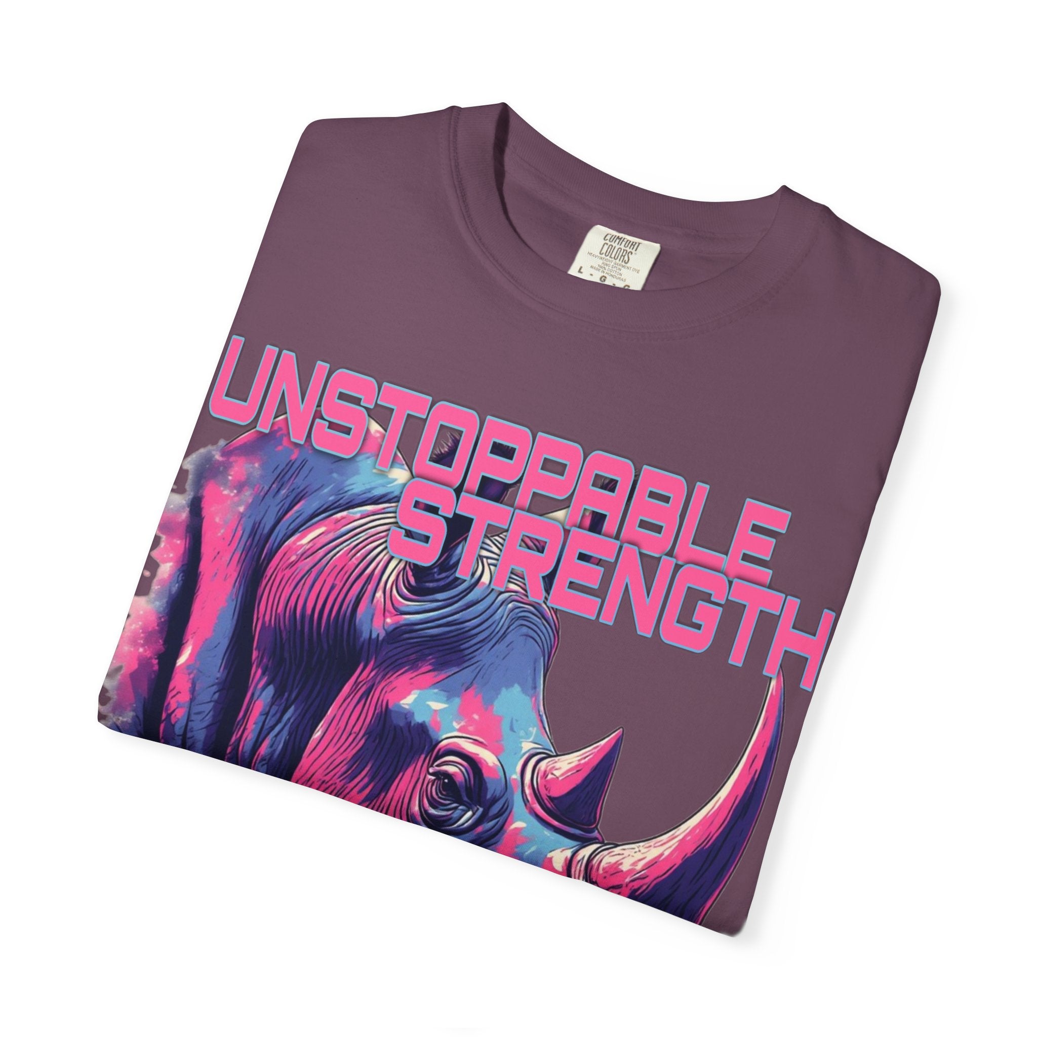 Unstoppable Strength Rhino T-Shirt — Bold Neon
