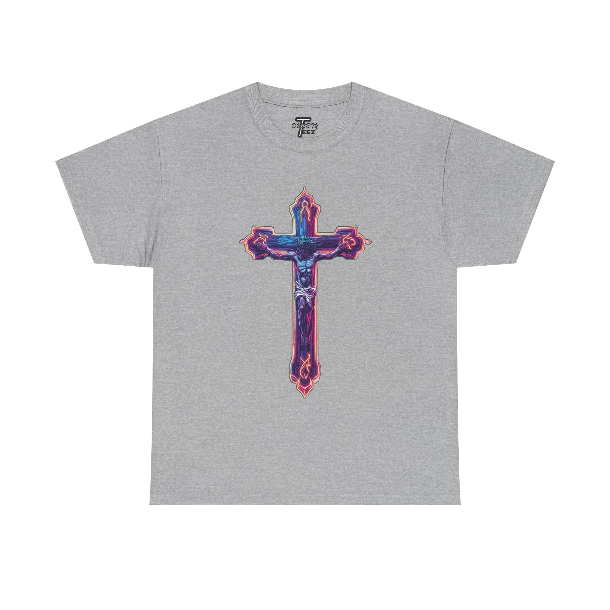 "Self Sacrifice" Neon Christian Cross Graphic Tee