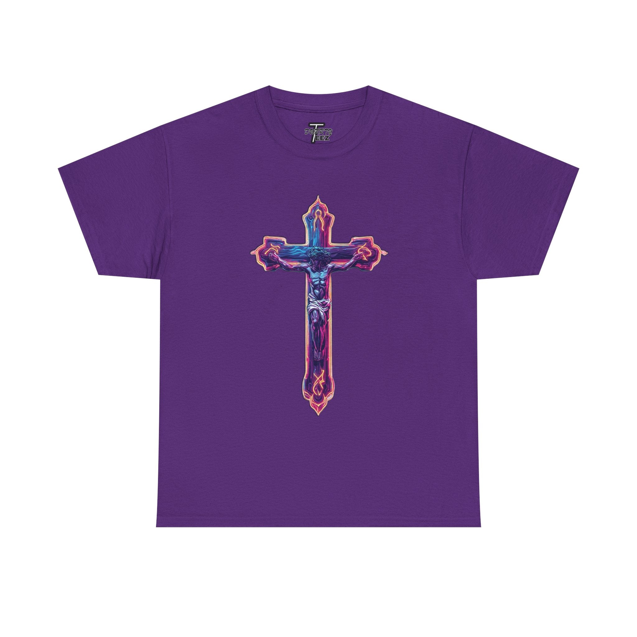 "Self Sacrifice" Neon Christian Cross Graphic Tee