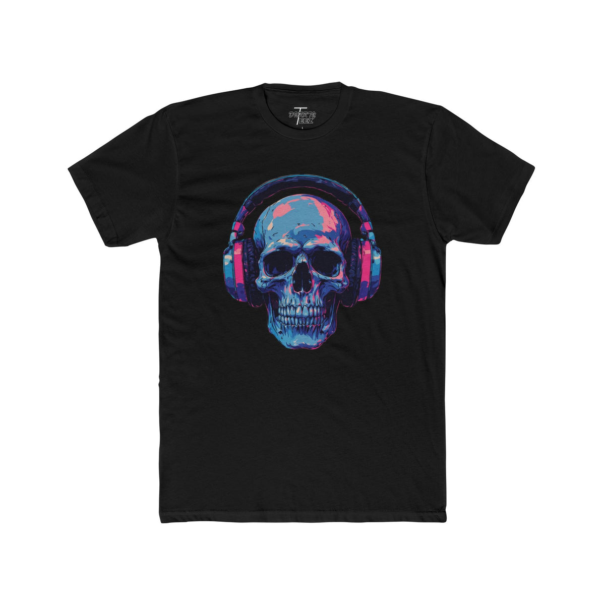"Music Till Death" V2 Neon Skull with Headphones Graphic Tee