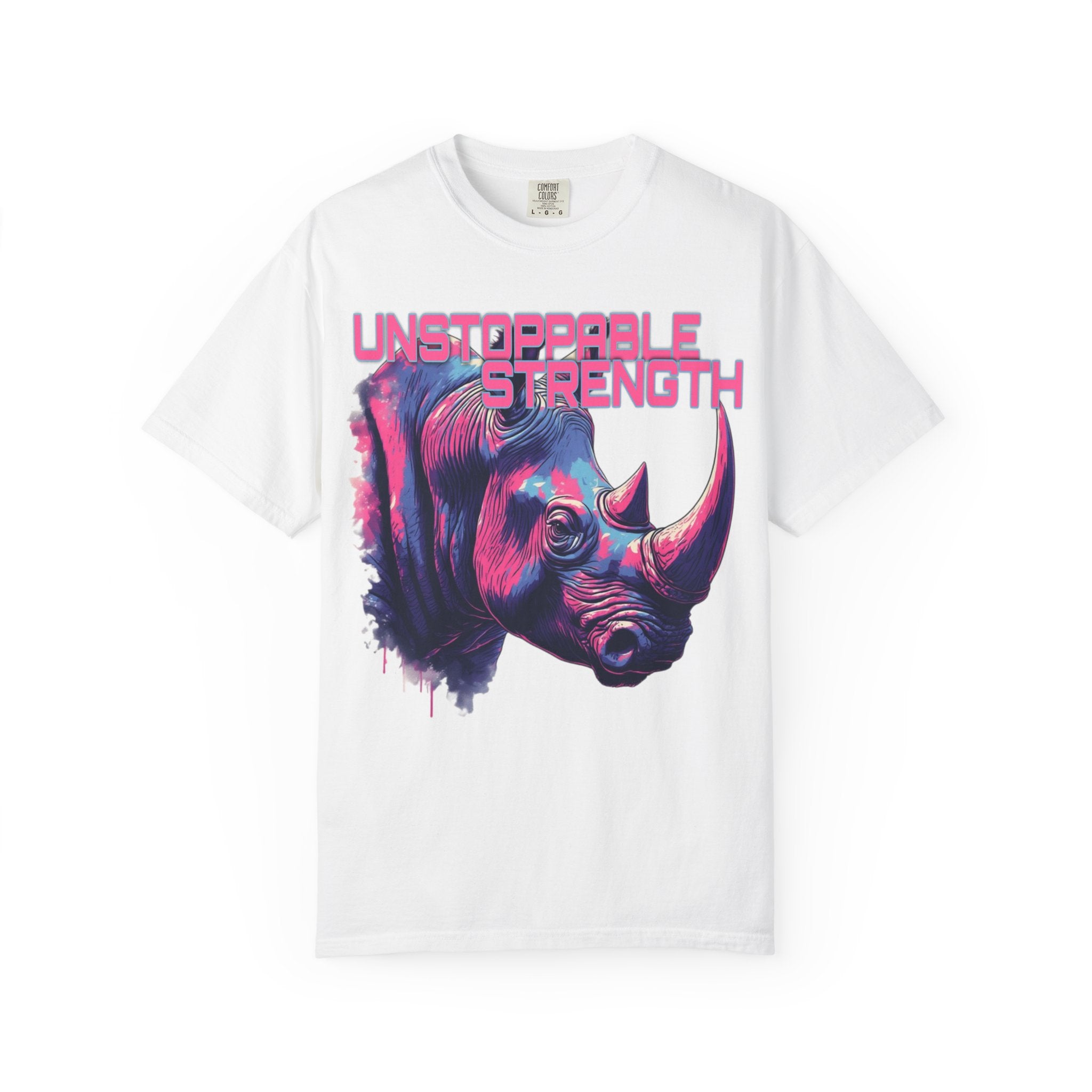 Unstoppable Strength Rhino T-Shirt — Bold Neon