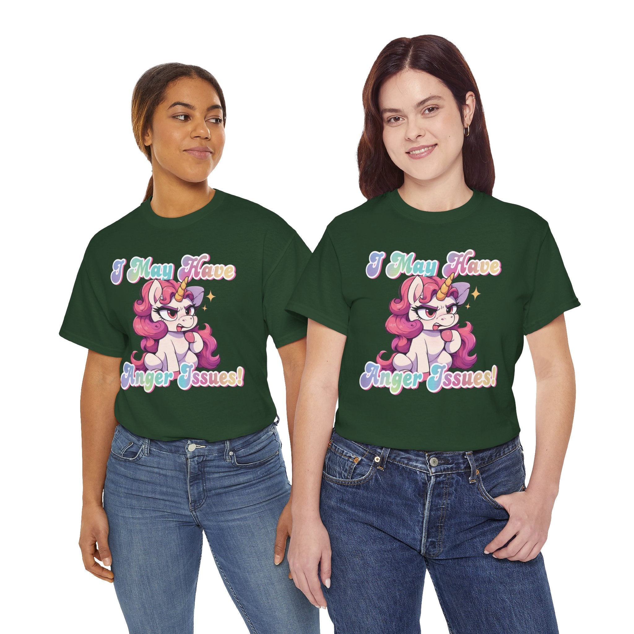 "I May Have Anger Issues" Cute Angry Unicorn Pastel Graphic Tee