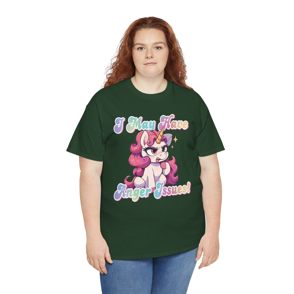 "I May Have Anger Issues" Cute Angry Unicorn Pastel Graphic Tee