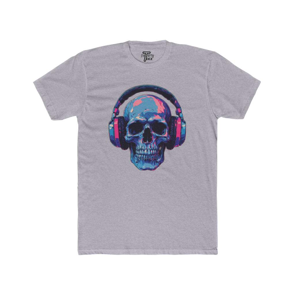 "Music Till Death" V2 Neon Skull with Headphones Graphic Tee