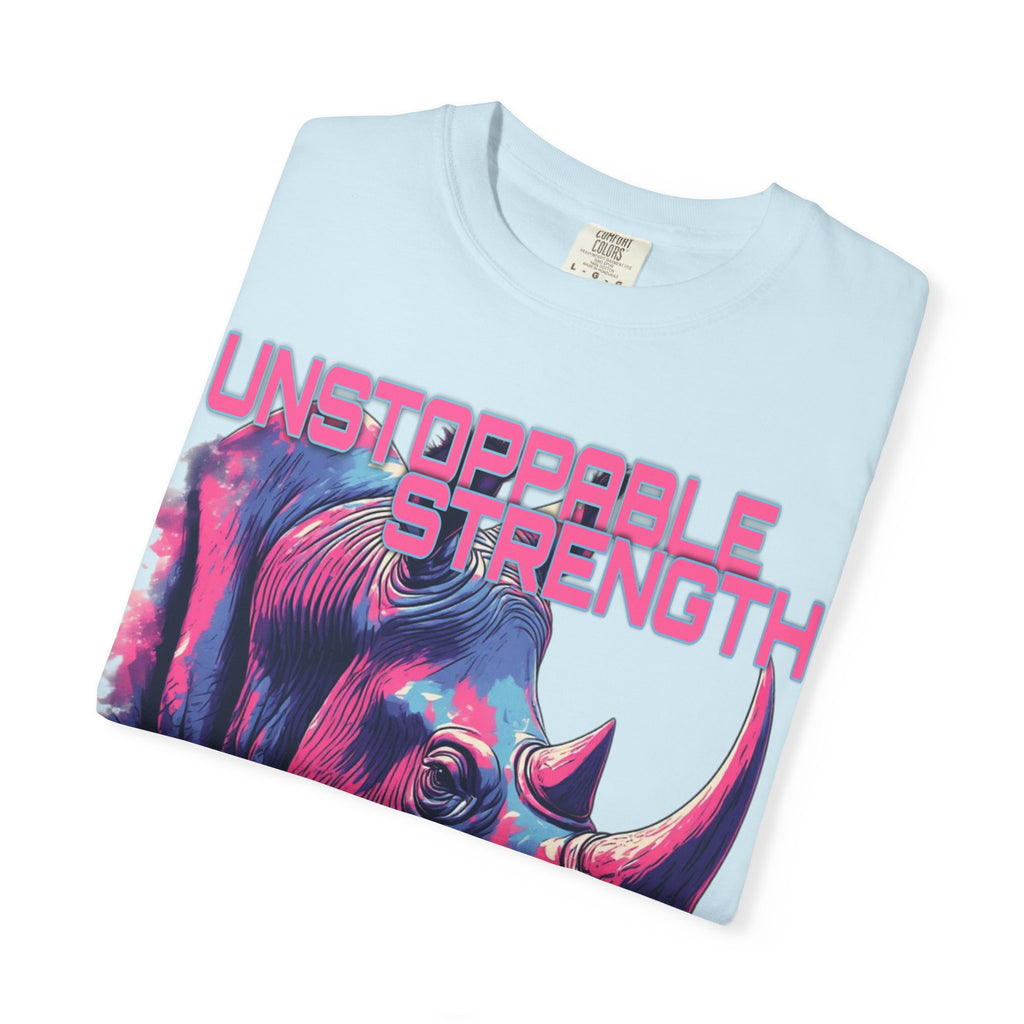 Unstoppable Strength Rhino T-Shirt — Bold Neon