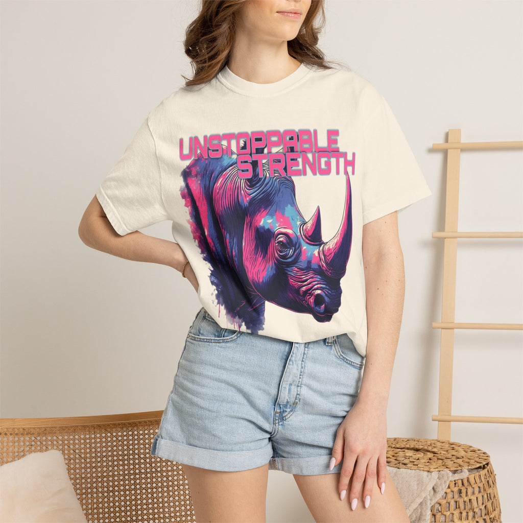 Unstoppable Strength Rhino T-Shirt — Bold Neon