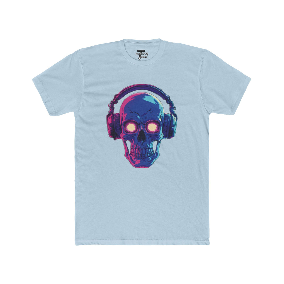 "Music Till Death" V1 Neon Skull with Headphones Graphic Tee