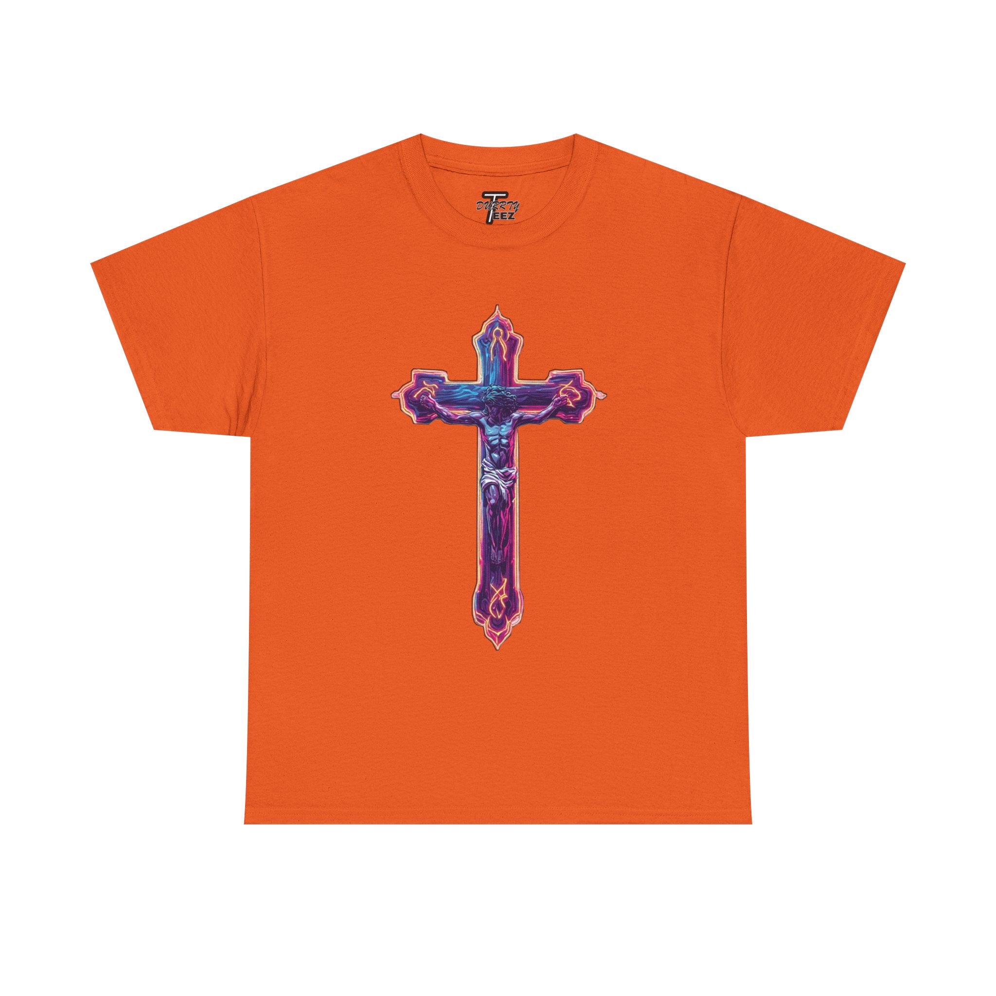 "Self Sacrifice" Neon Christian Cross Graphic Tee