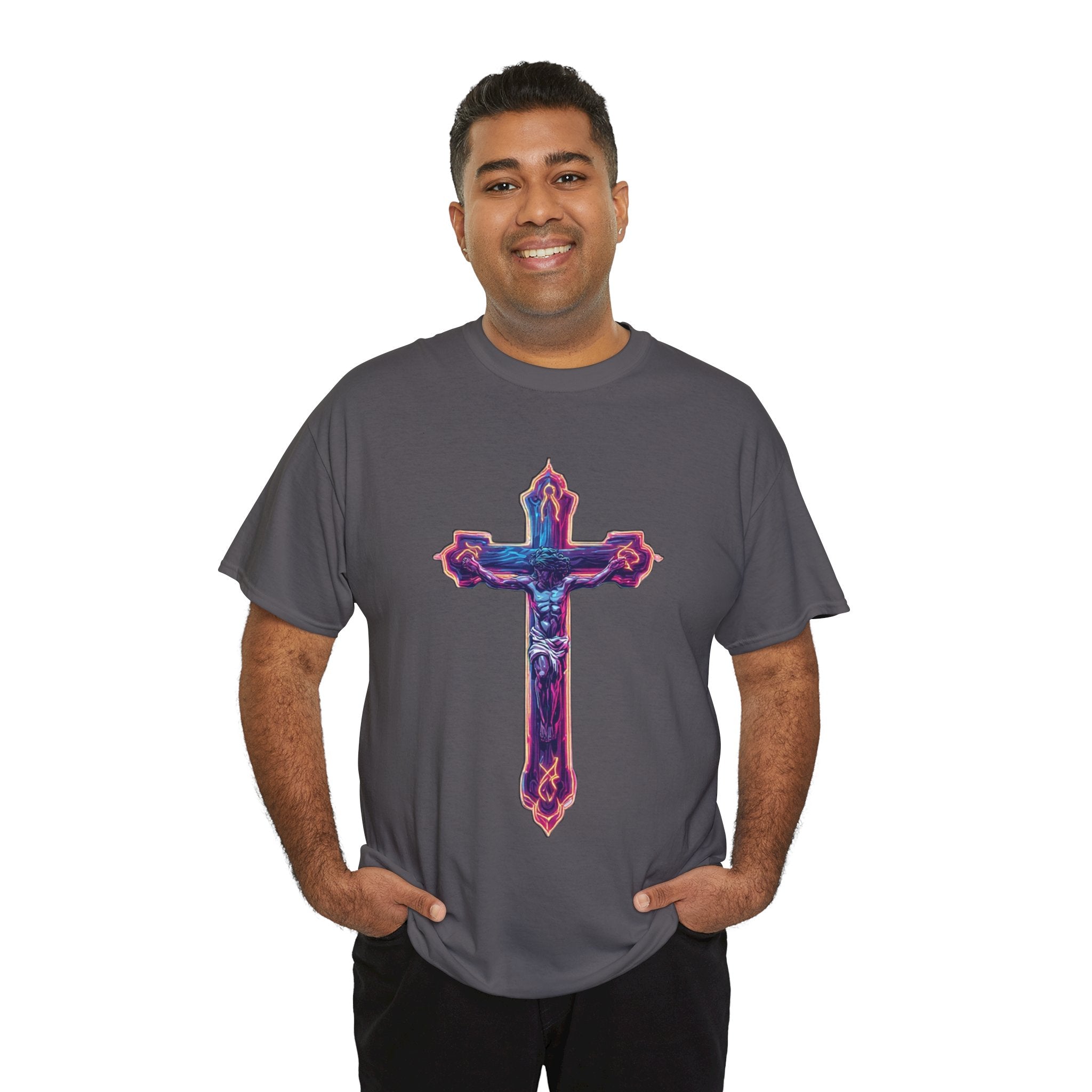 "Self Sacrifice" Neon Christian Cross Graphic Tee