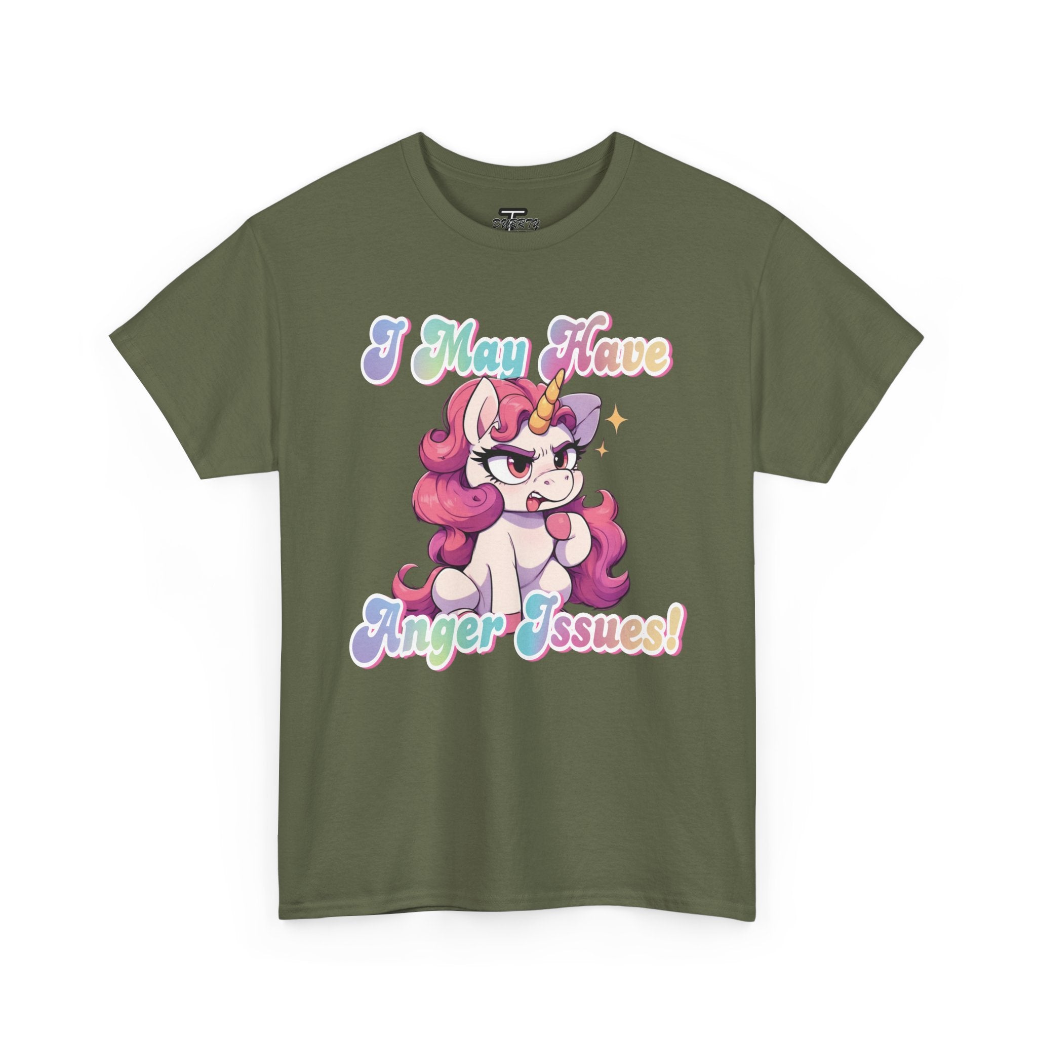 "I May Have Anger Issues" Cute Angry Unicorn Pastel Graphic Tee