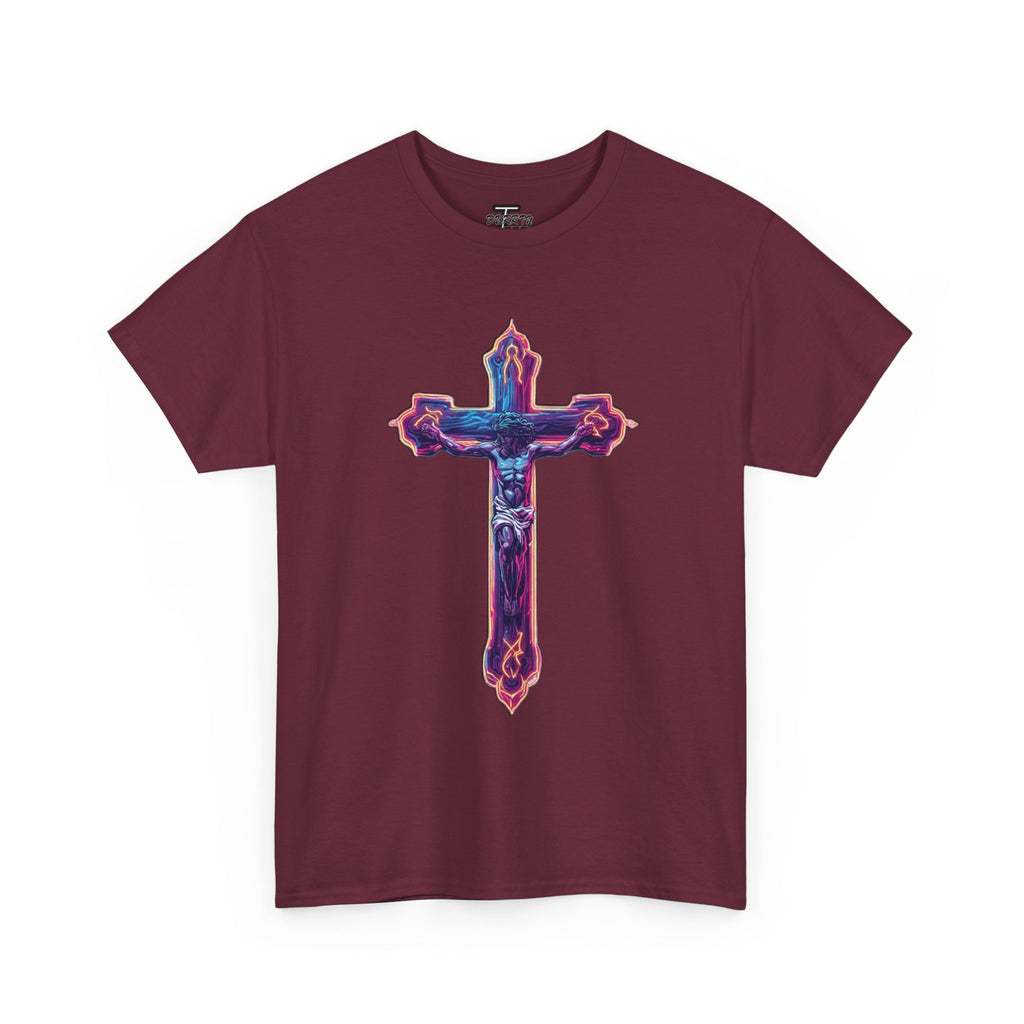 "Self Sacrifice" Neon Christian Cross Graphic Tee