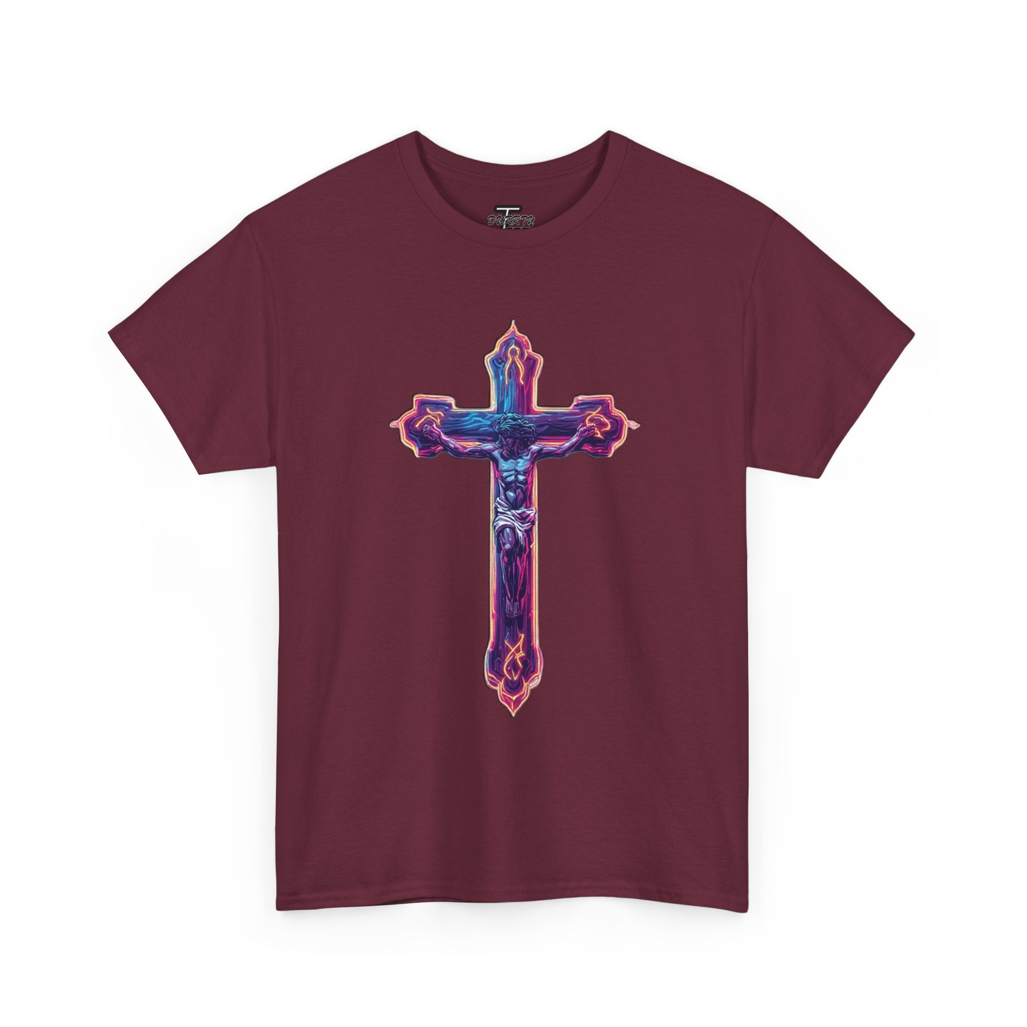 "Self Sacrifice" Neon Christian Cross Graphic Tee