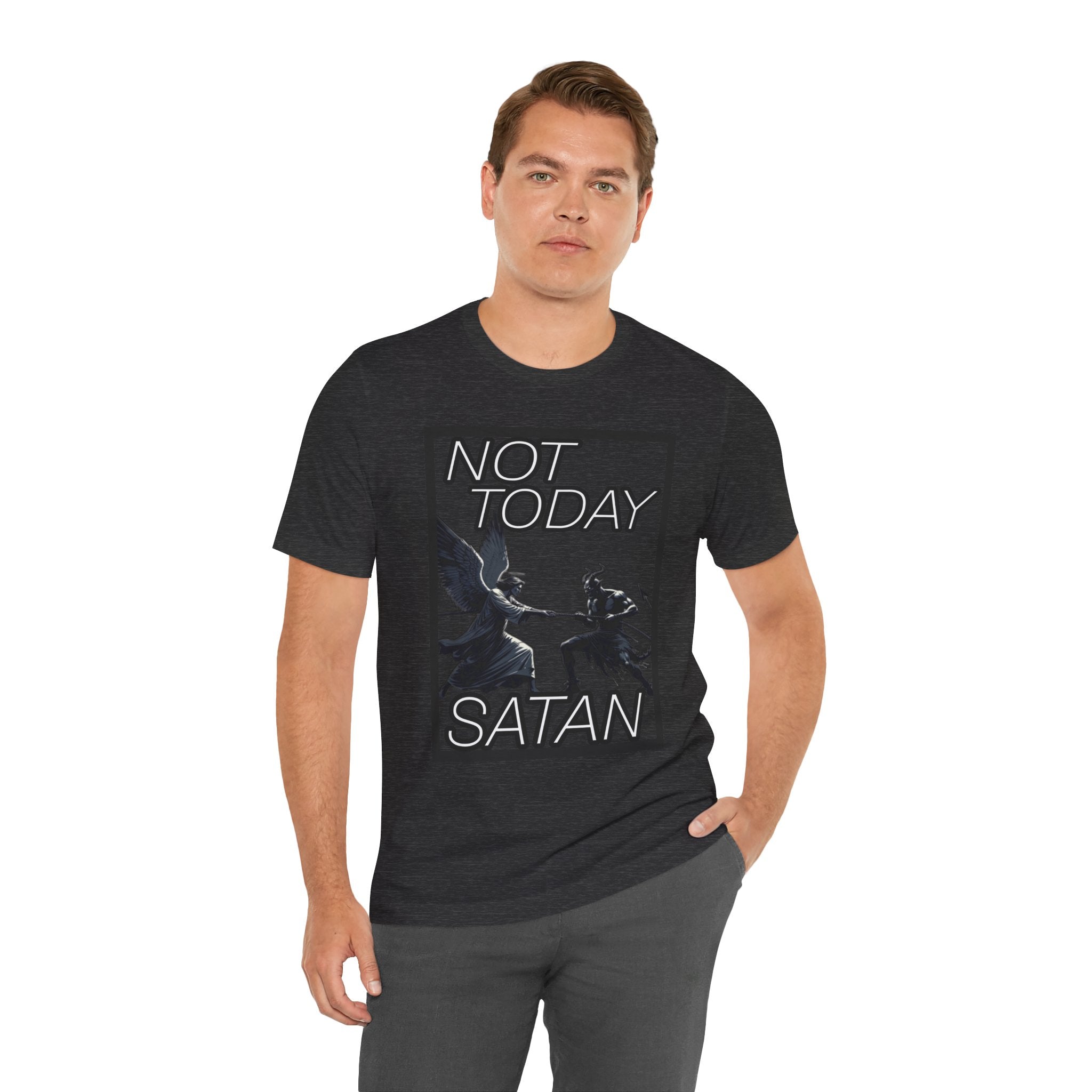 "Not Today Satan" Angel vs Demon Tug Of War Graphic Tee