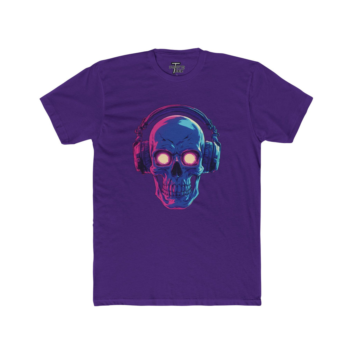 "Music Till Death" V1 Neon Skull with Headphones Graphic Tee
