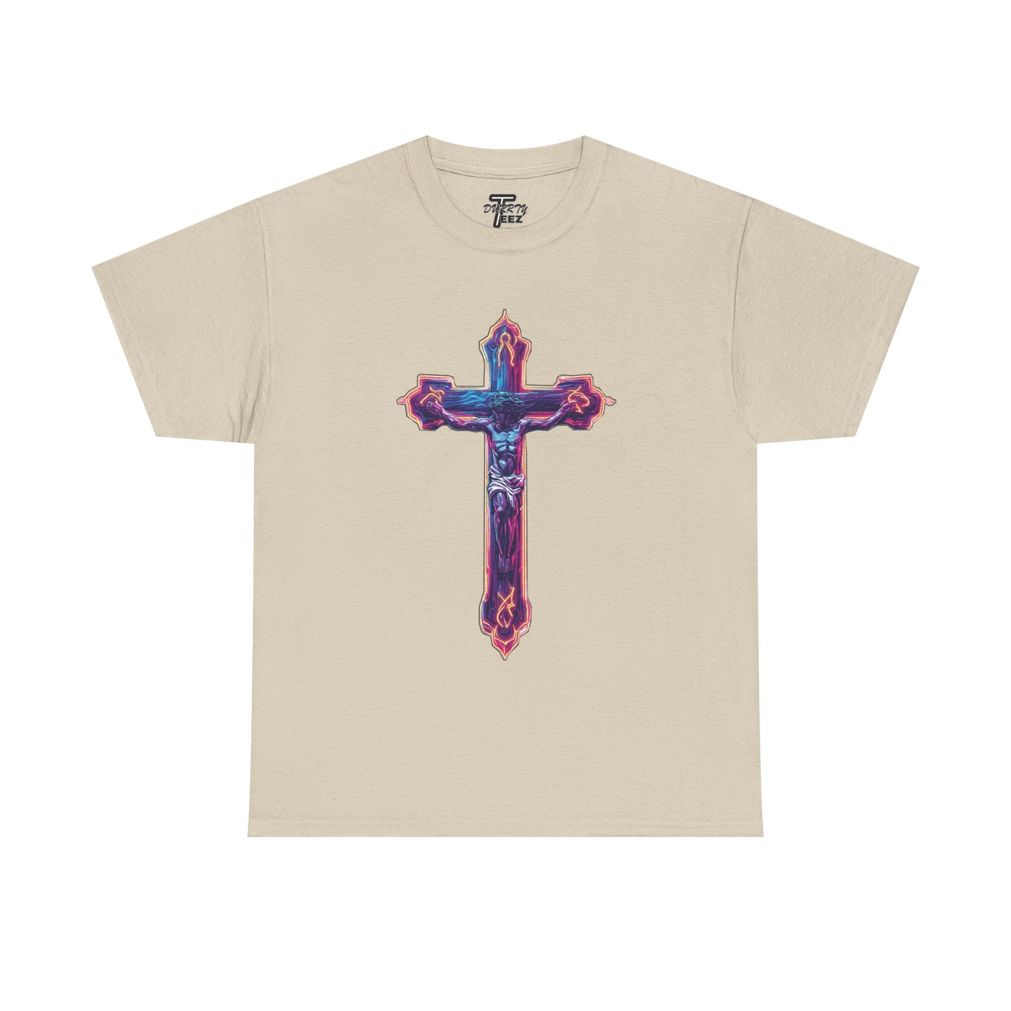 "Self Sacrifice" Neon Christian Cross Graphic Tee