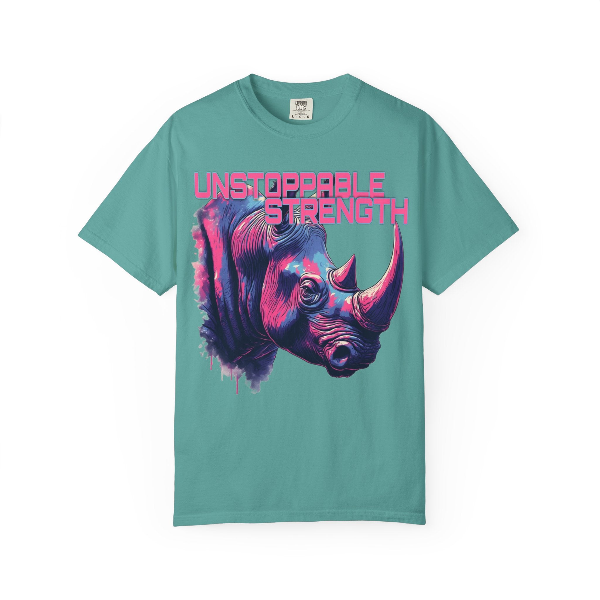Unstoppable Strength Rhino T-Shirt — Bold Neon