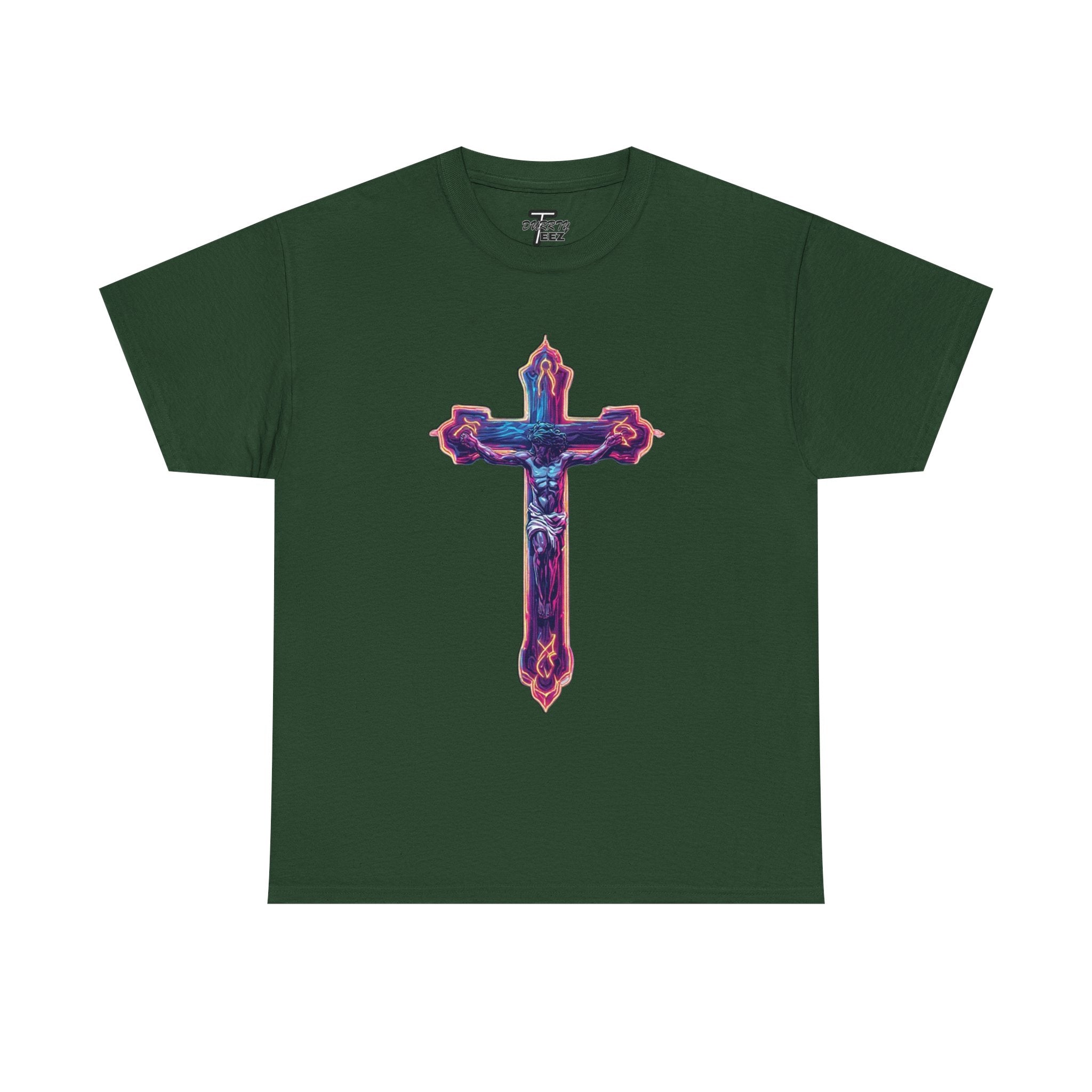 "Self Sacrifice" Neon Christian Cross Graphic Tee