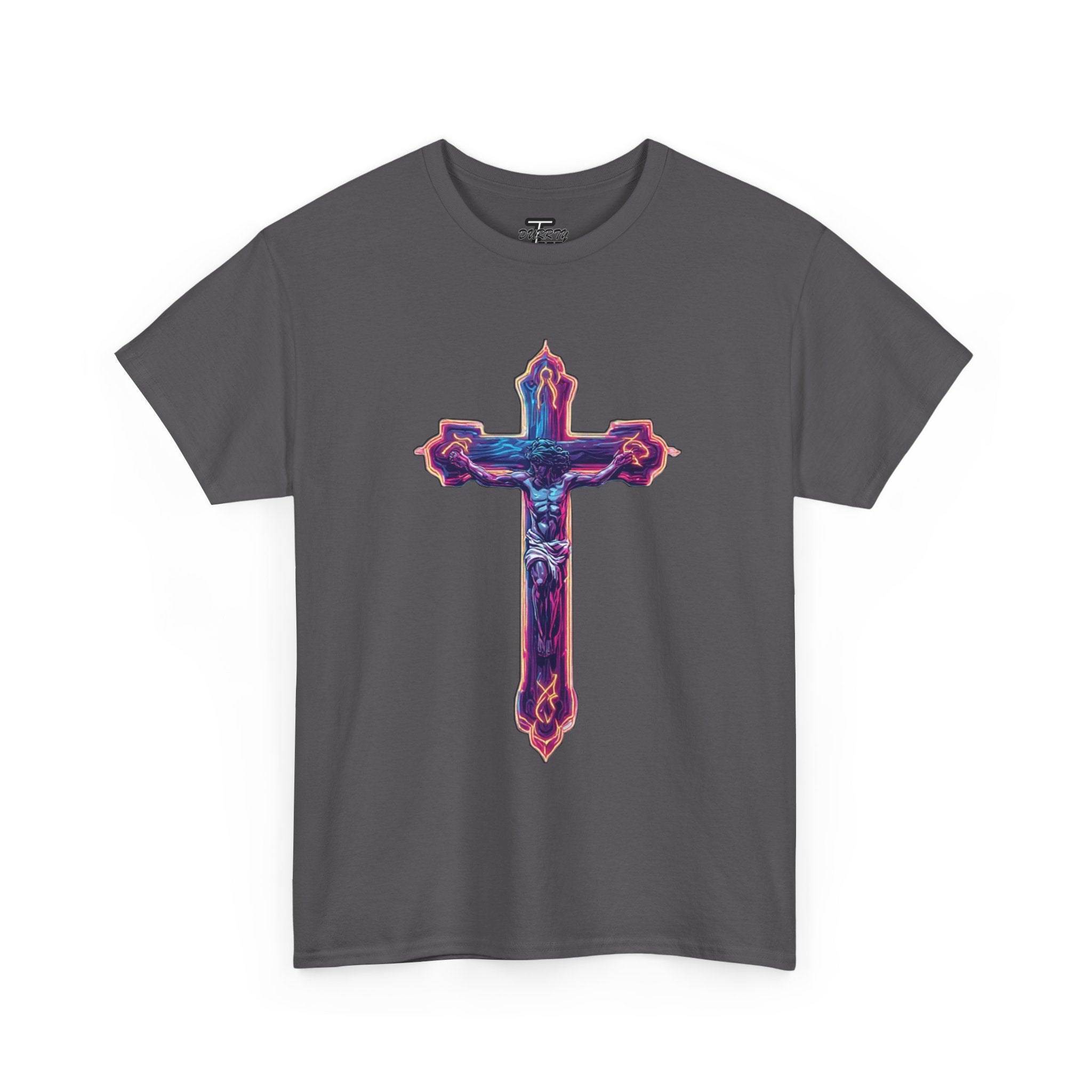"Self Sacrifice" Neon Christian Cross Graphic Tee