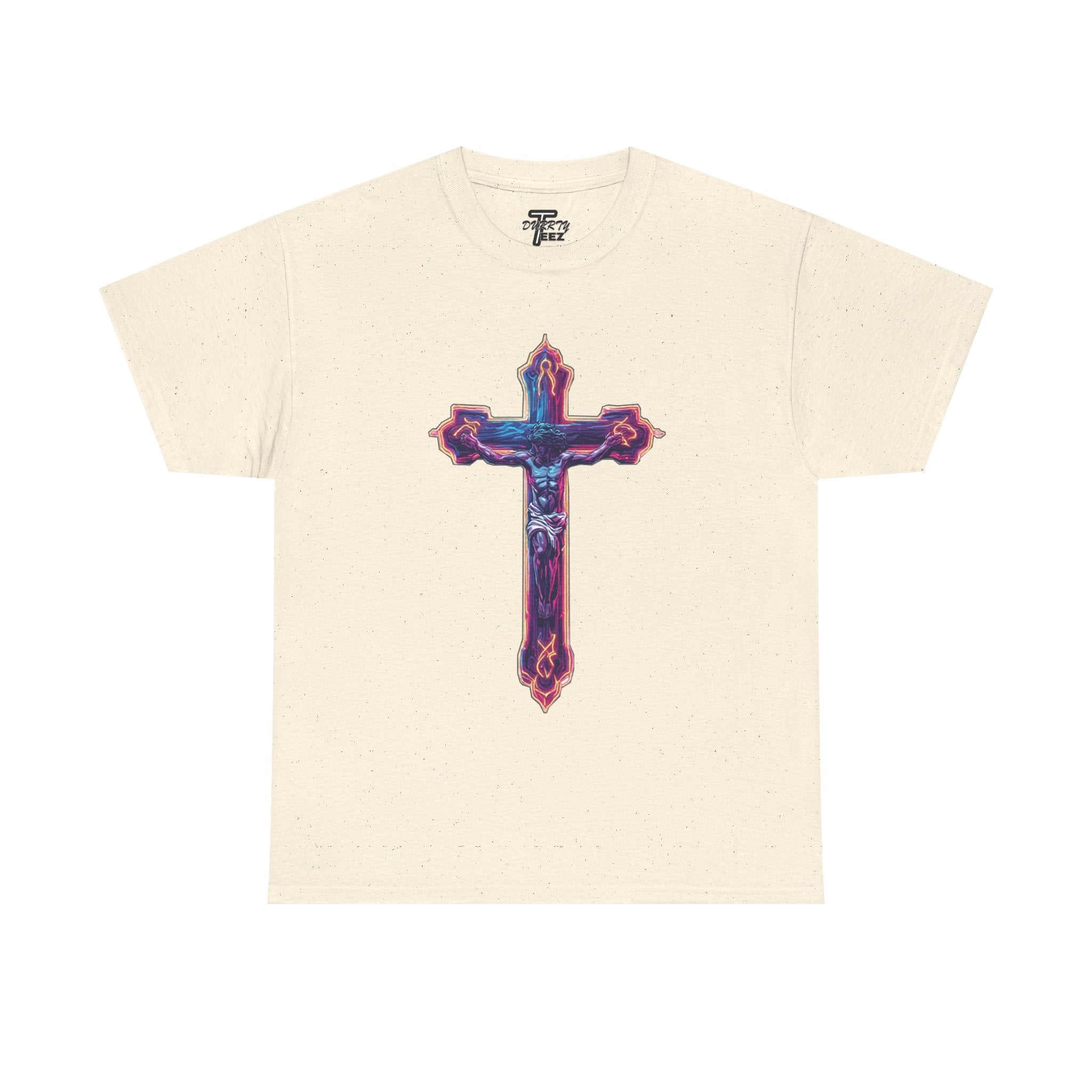 "Self Sacrifice" Neon Christian Cross Graphic Tee