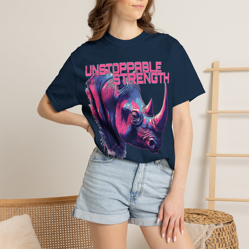 Unstoppable Strength Rhino T-Shirt — Bold Neon
