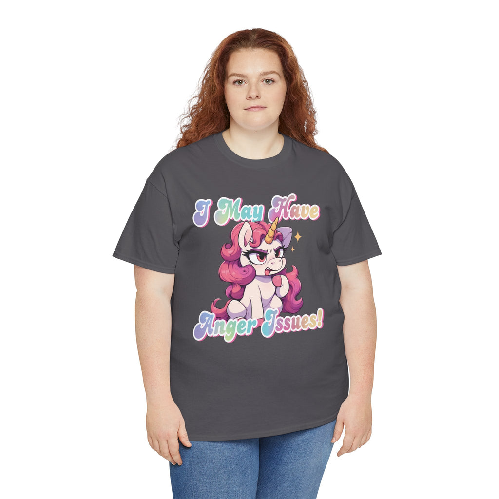 "I May Have Anger Issues" Cute Angry Unicorn Pastel Graphic Tee