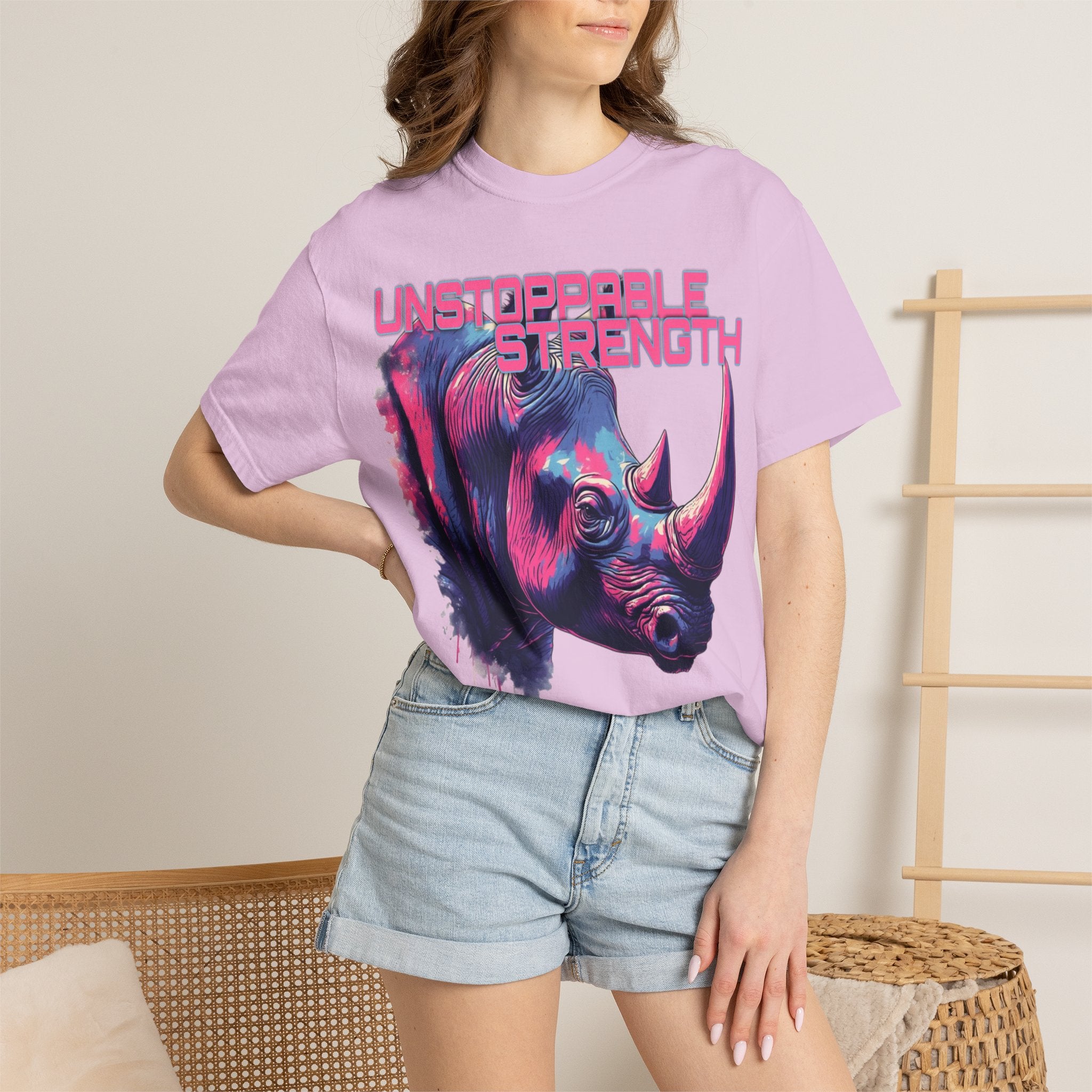 Unstoppable Strength Rhino T-Shirt — Bold Neon