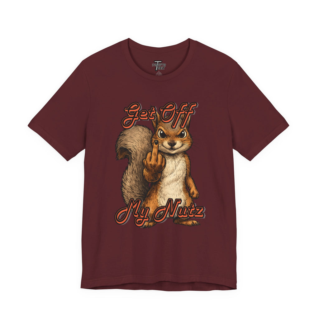 "Get Off My Nutz" Funny Middle Finger Squirrel Graphic Tee