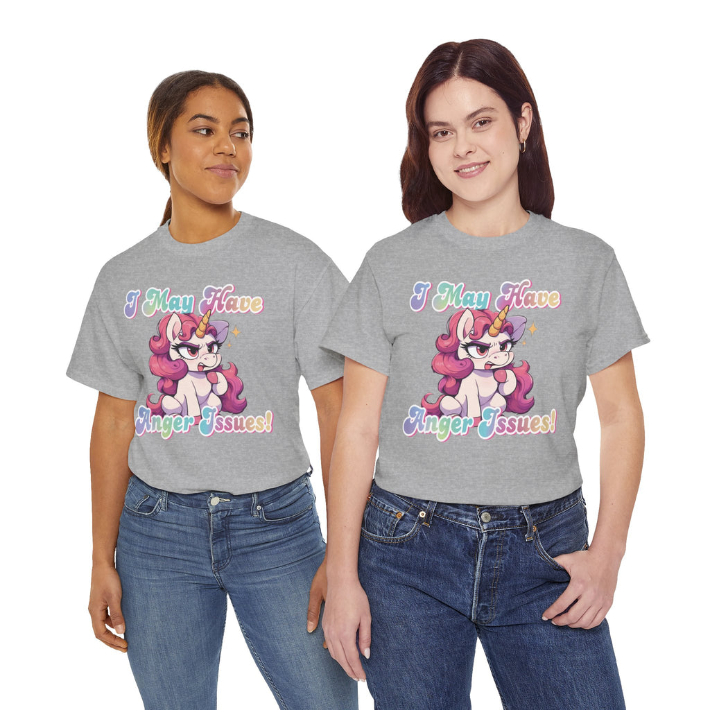 "I May Have Anger Issues" Cute Angry Unicorn Pastel Graphic Tee