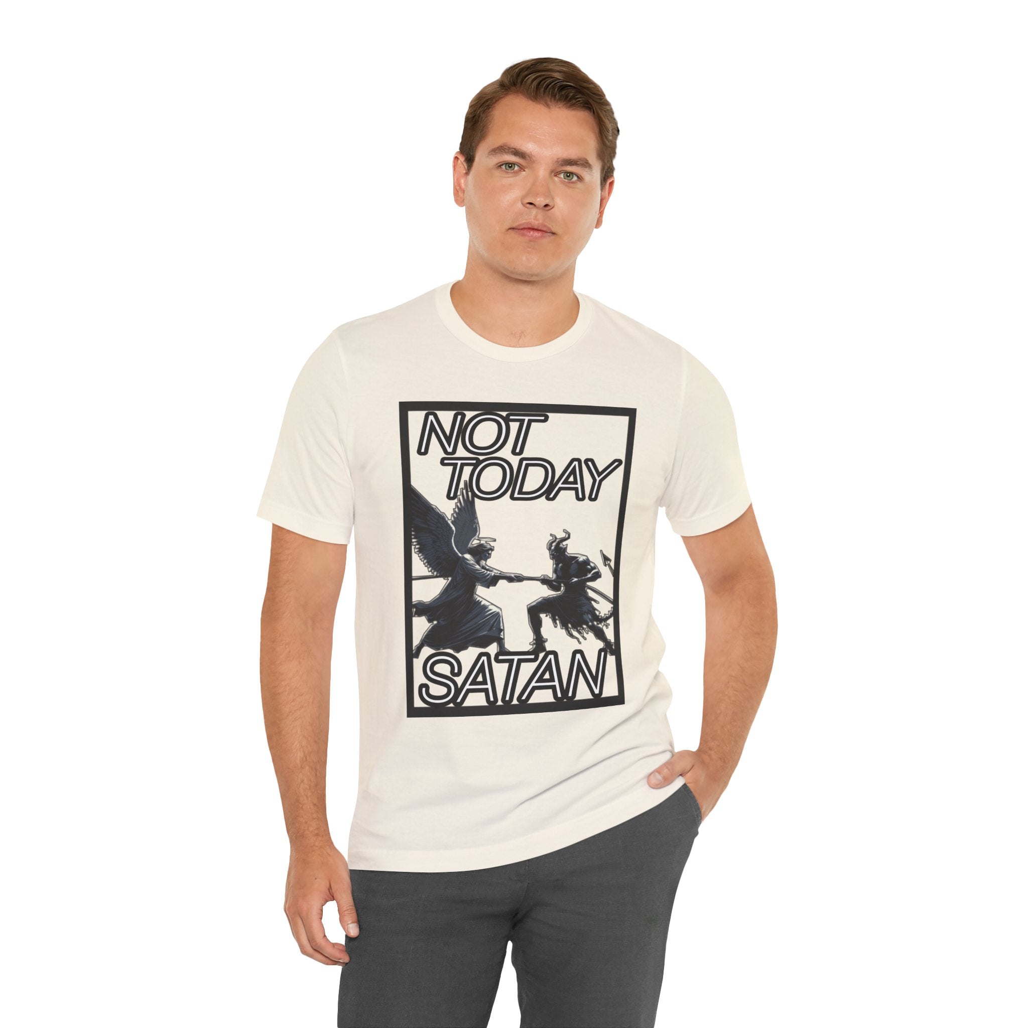 "Not Today Satan" Angel vs Demon Tug Of War Graphic Tee