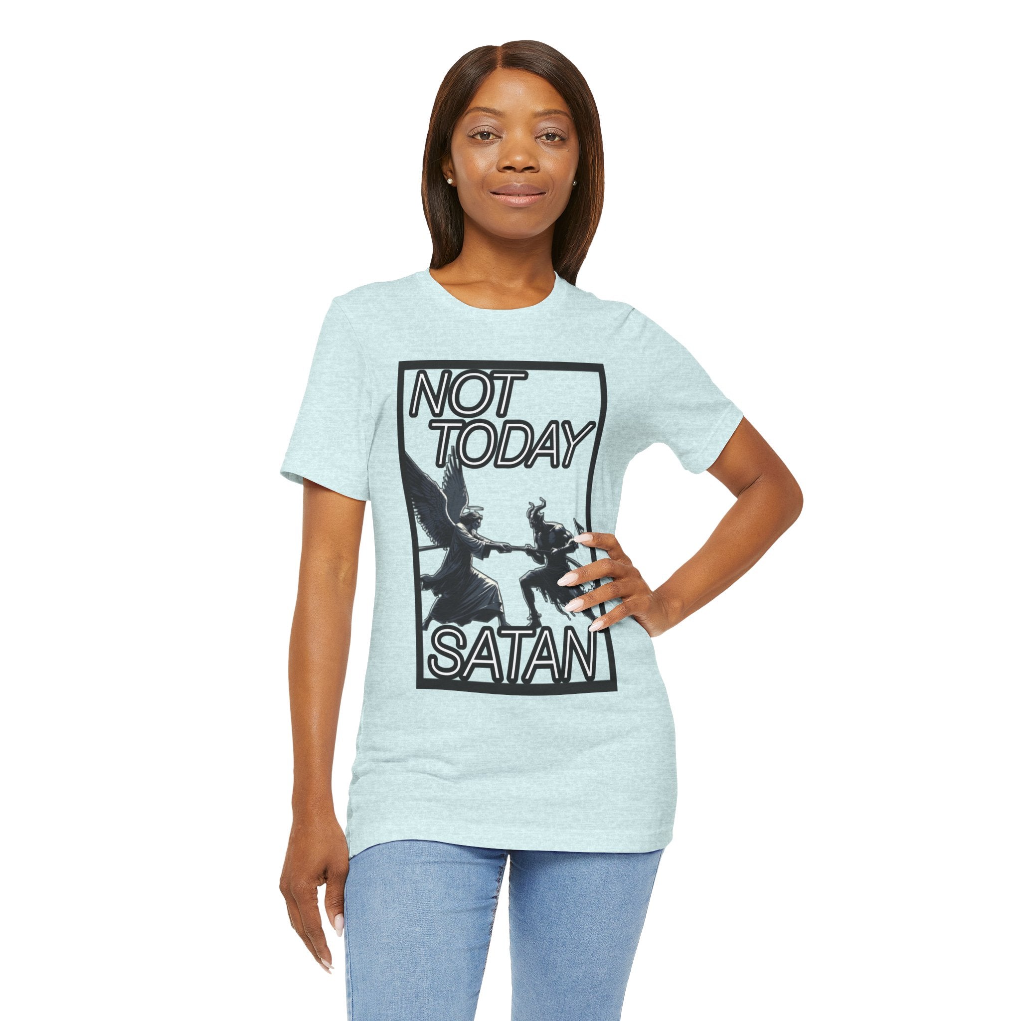 "Not Today Satan" Angel vs Demon Tug Of War Graphic Tee