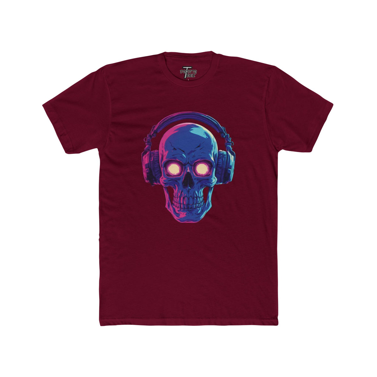 "Music Till Death" V1 Neon Skull with Headphones Graphic Tee